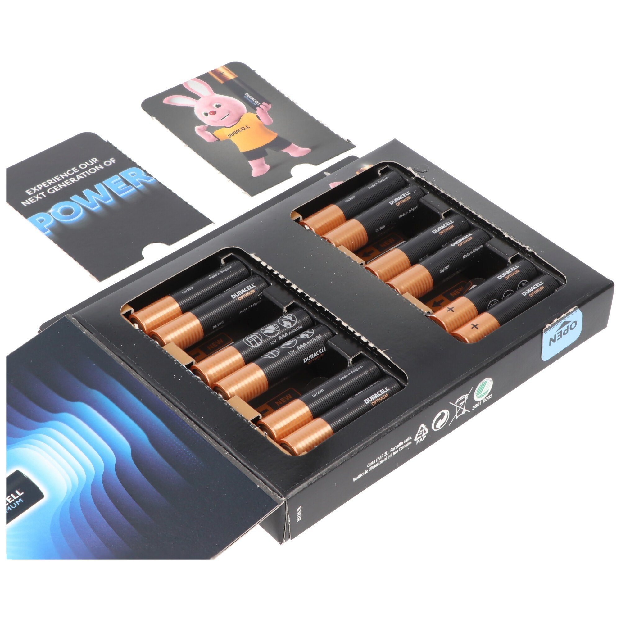 Duracell Duracell Optimum AAA Mignon Alkaline-Batterien, 1.5V LR03 MX2400, 12e Batterie, (1,5 V)