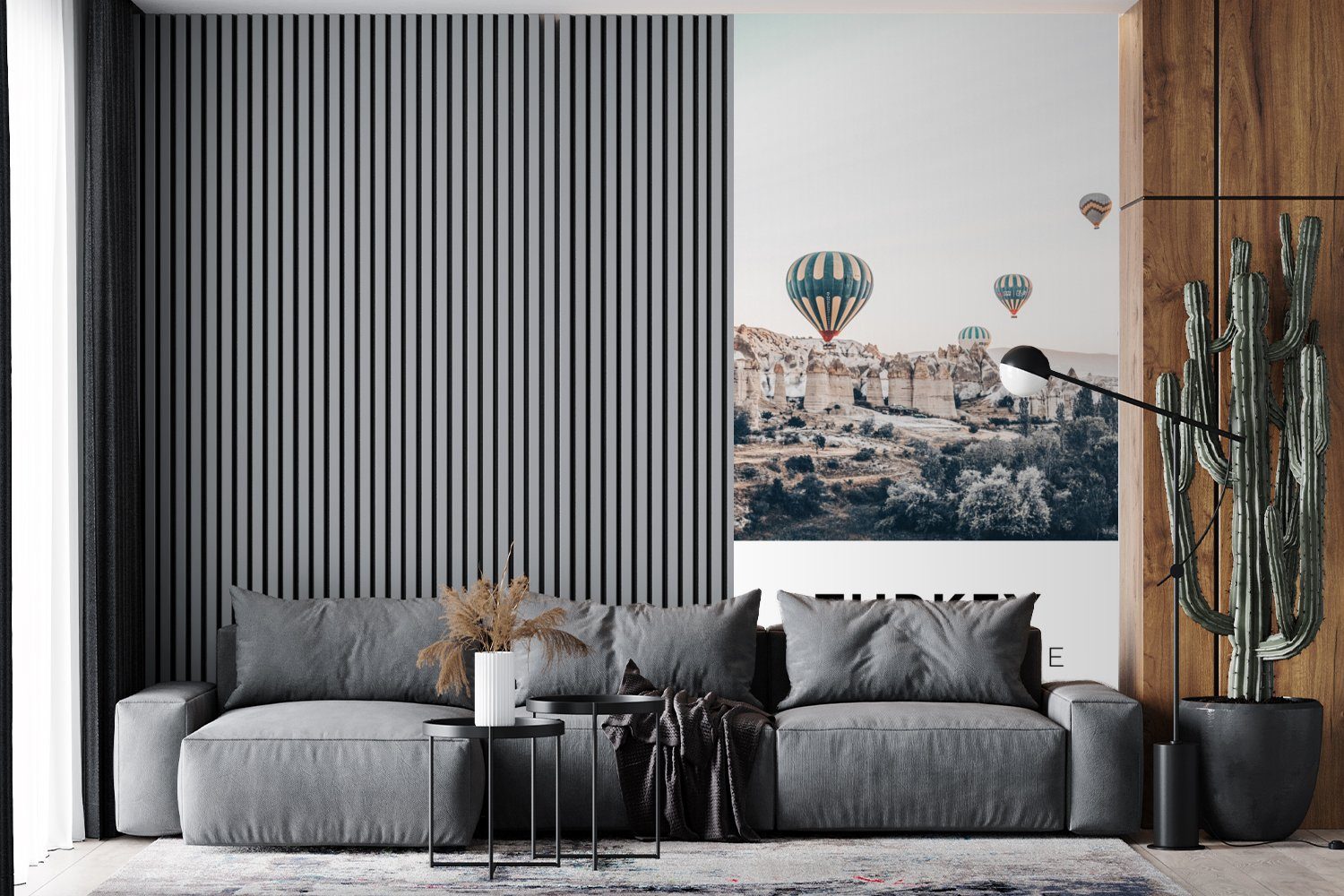 - Sommer MuchoWow (2 Heißluftballon Fototapete Wohnzimmer Fototapete Grau, Matt, Türkei bedruckt, St), - Schlafzimmer - für Vliestapete Küche,