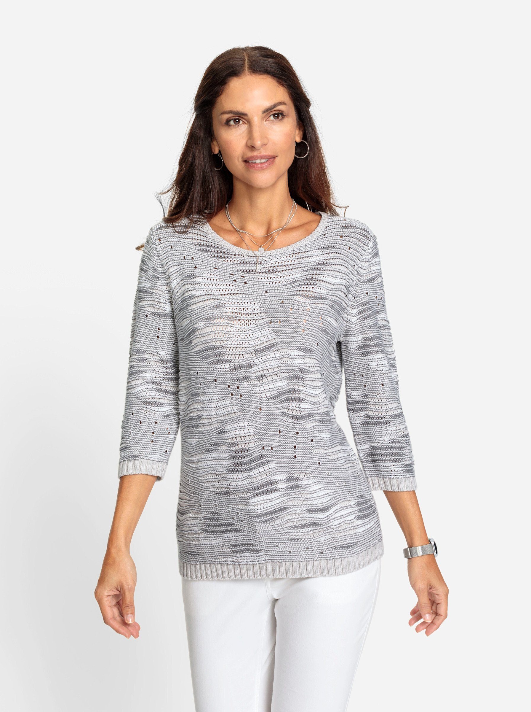 Witt Strickpullover Pullover 3/4-Arm Ajourstrick