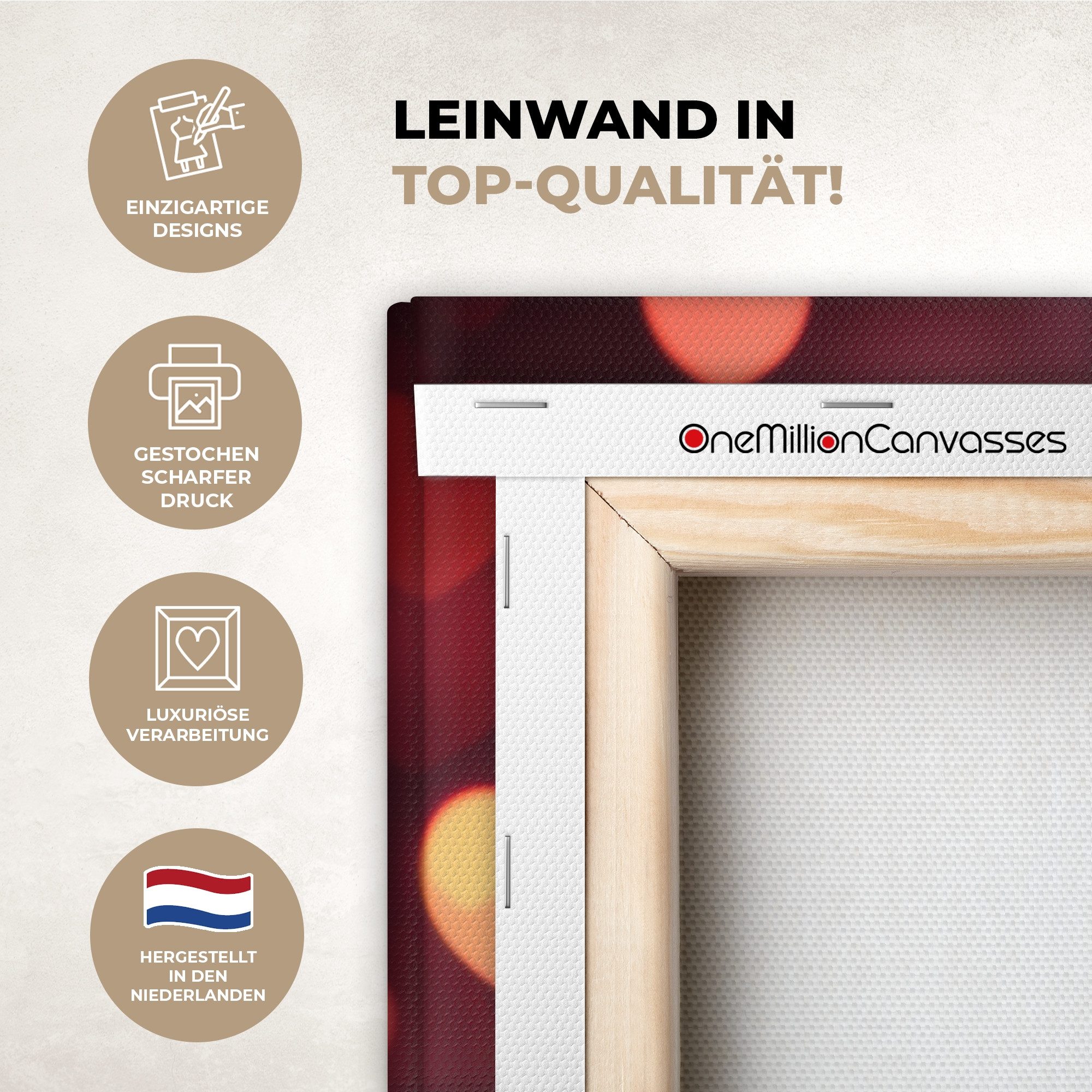 OneMillionCanvasses® Leinwandbild Rot - Wein - Herzen, Fotodruck (1 St), Wandbild, Deko Schlafzimmer Wohnzimmer Flur 20x20 cm