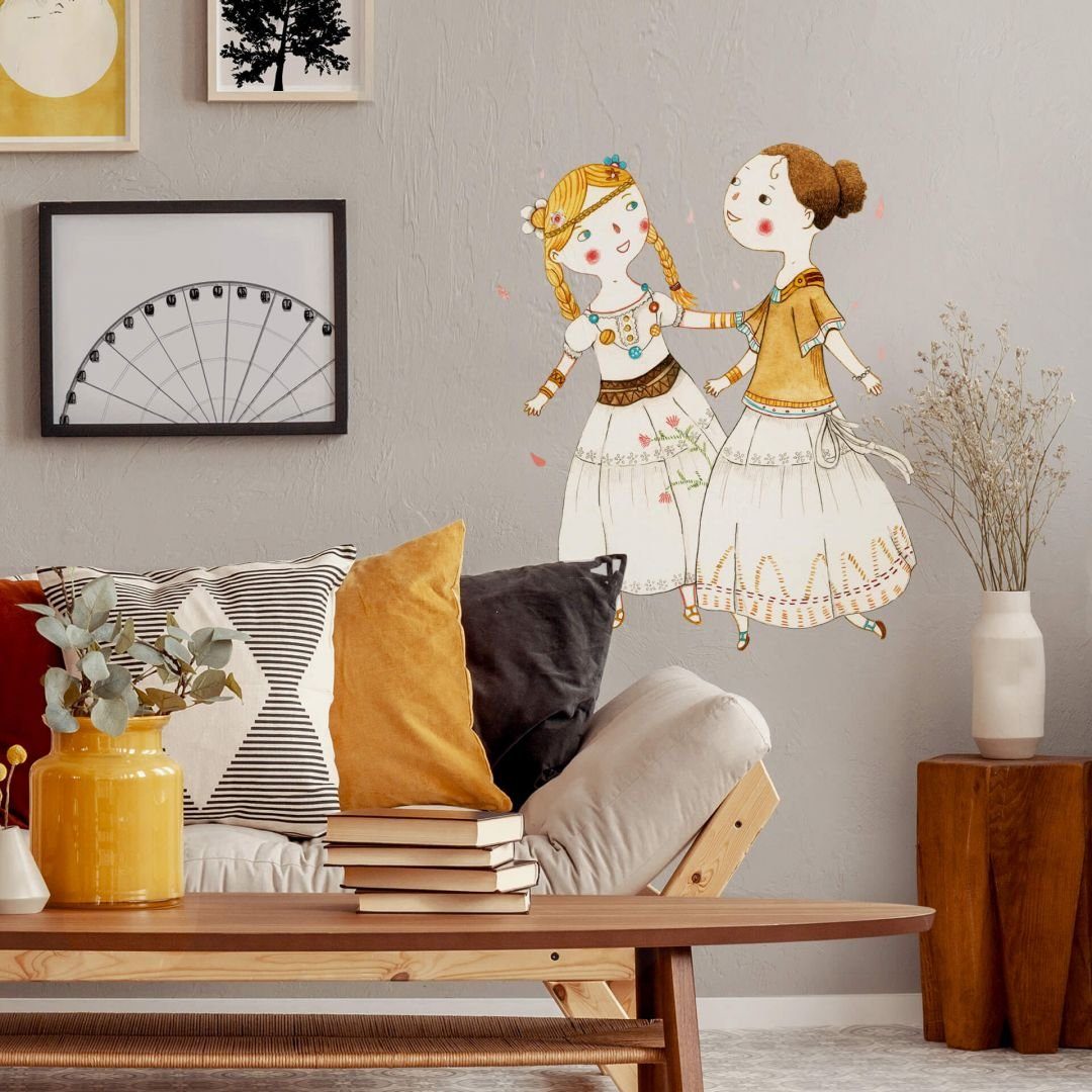 Wandtattoo Boho Häuptling Mädchen Wandtattoo 100x121cm Klebebild Kinderzimmer Loske