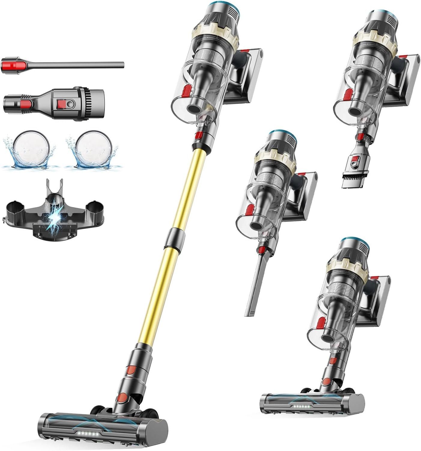 ZMH Akku-Handstaubsauger Akku Staubsauger Kabellos, 550W/45000Pa/60 Min Akkustaubsauger, 550 W