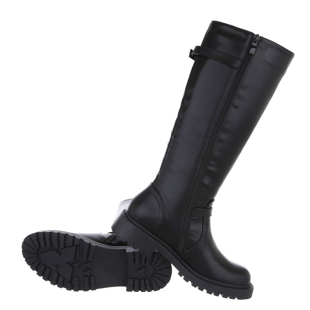 Ital-Design Damen Freizeit Stiefel Blockabsatz Klassische Stiefel in Schwar günstig online kaufen