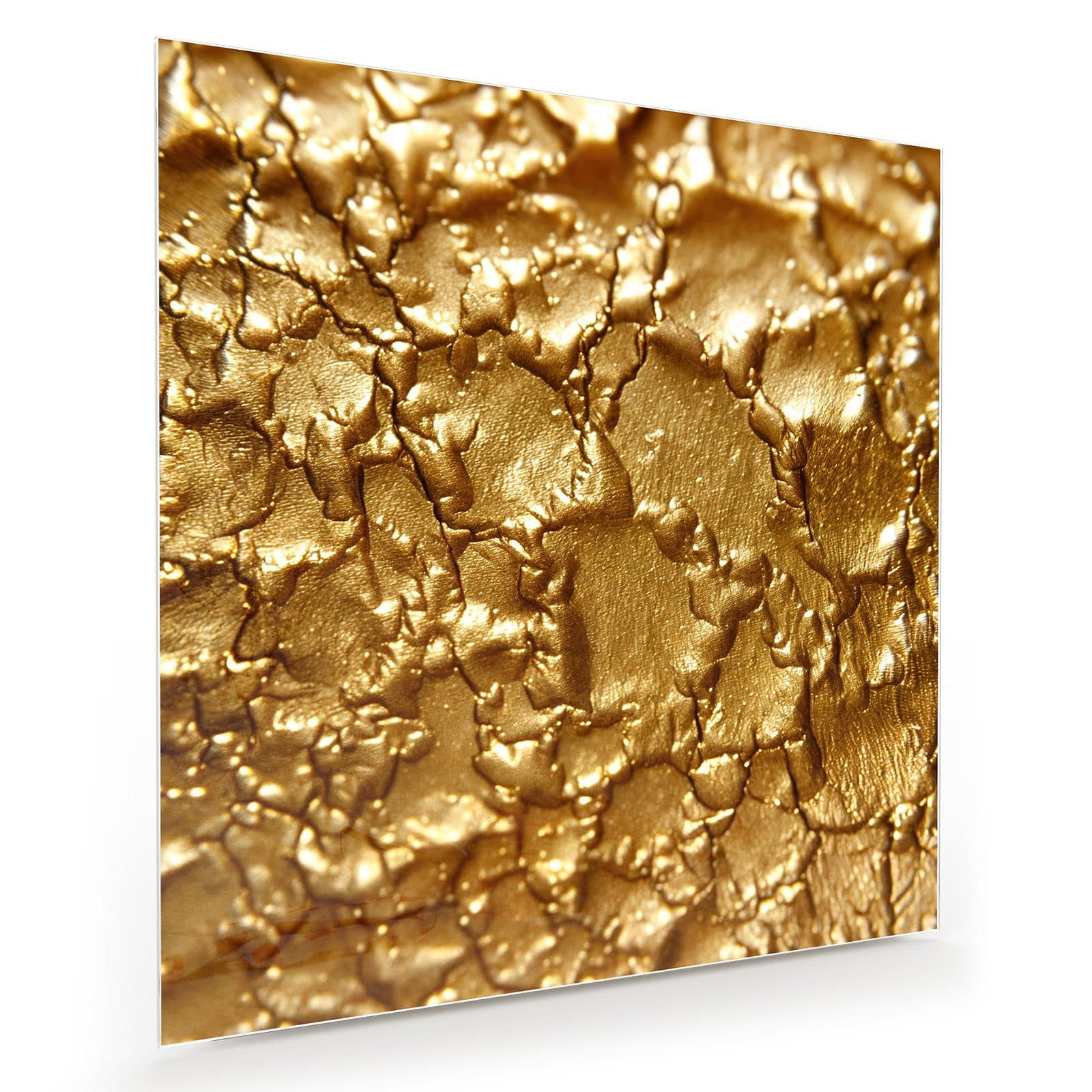 Glasbild Wandbild Quadratisch Goldene Struktur mit Aufhängung