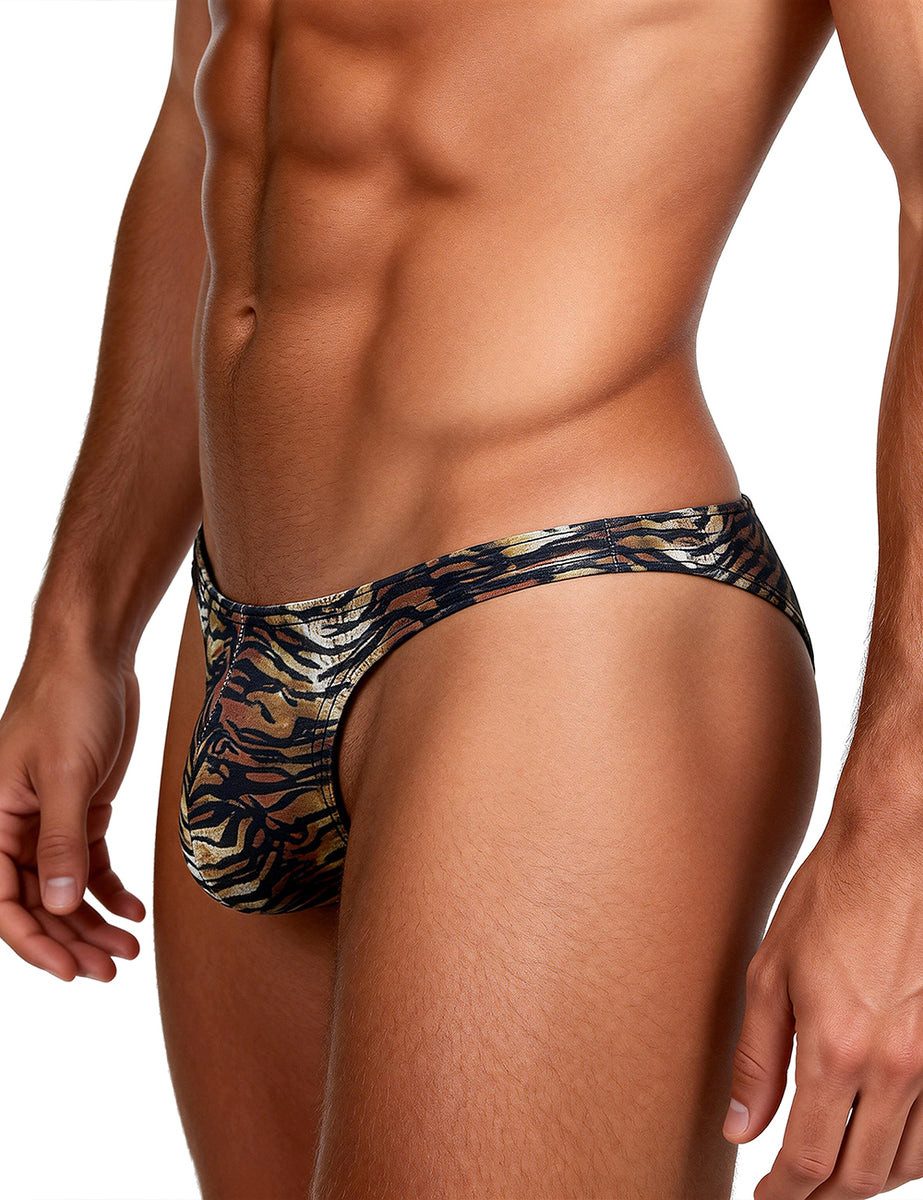 Lau-Fashion Tanga Herren Stringtanga Tiger-Print Low Waist Animal Print M/XL