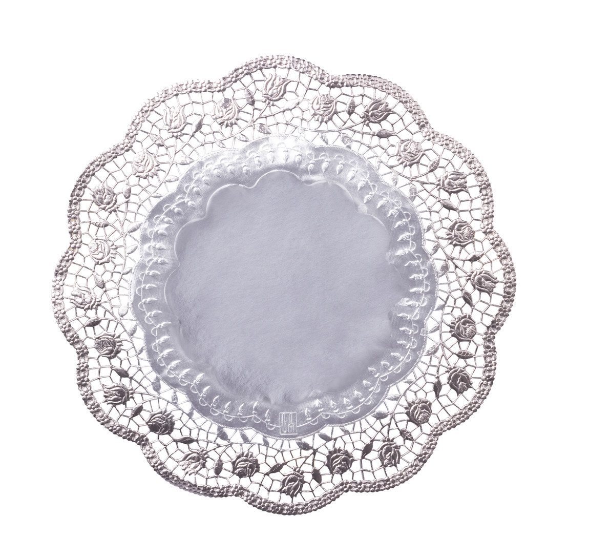Demmler Dekomatte Tortenspitzen in Silber - Ø 28cm - 100 Stück - aus Papier, elegante Unterlage für feierliche Anlässe - Made in Germany