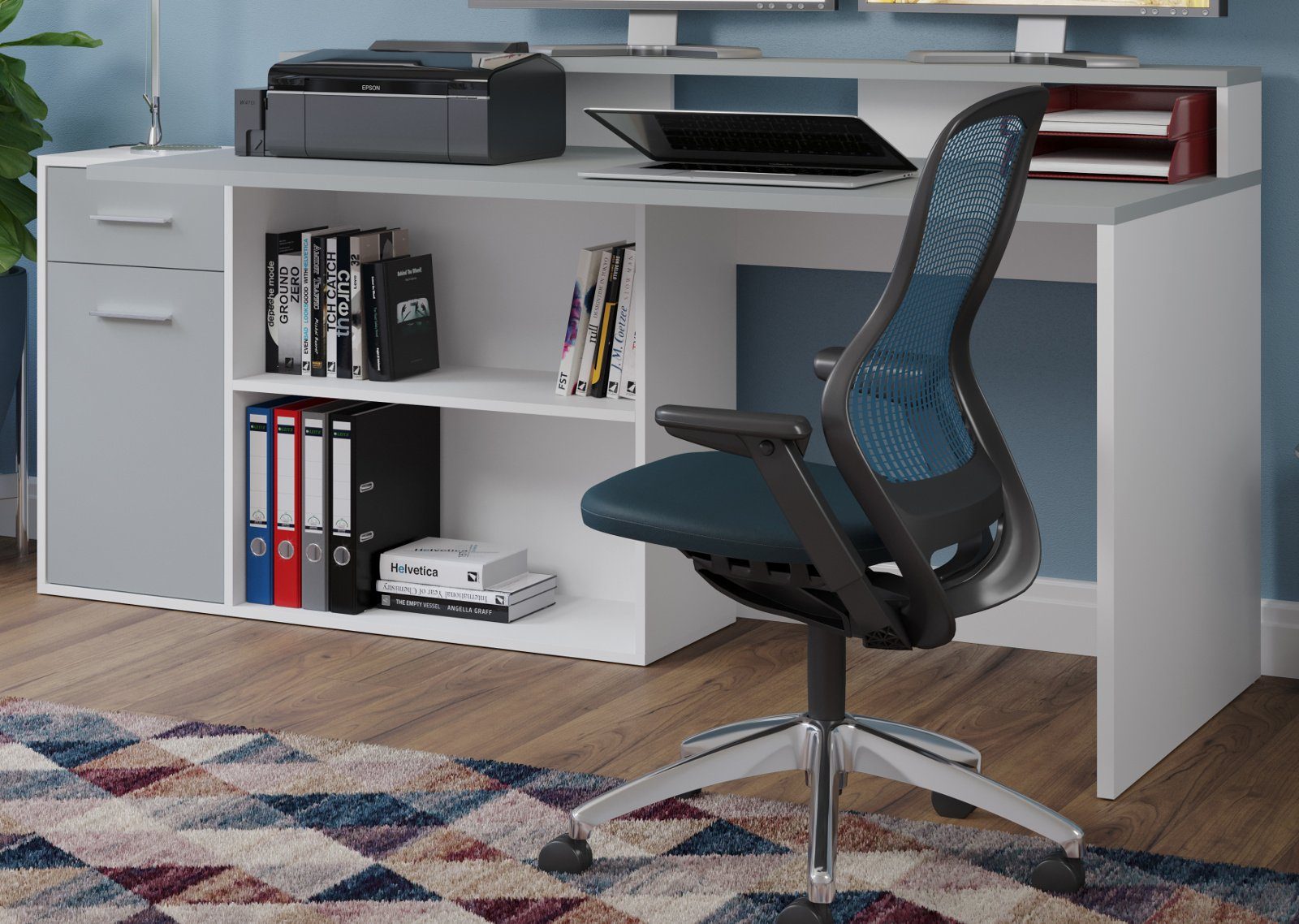 trendteam Schreibtisch Gamer (Winkelschreibtisch oder gerade stellbar, 160 - 200 cm), 4 verschiedene Aufbaumöglichkeiten, mit viel Stauraum