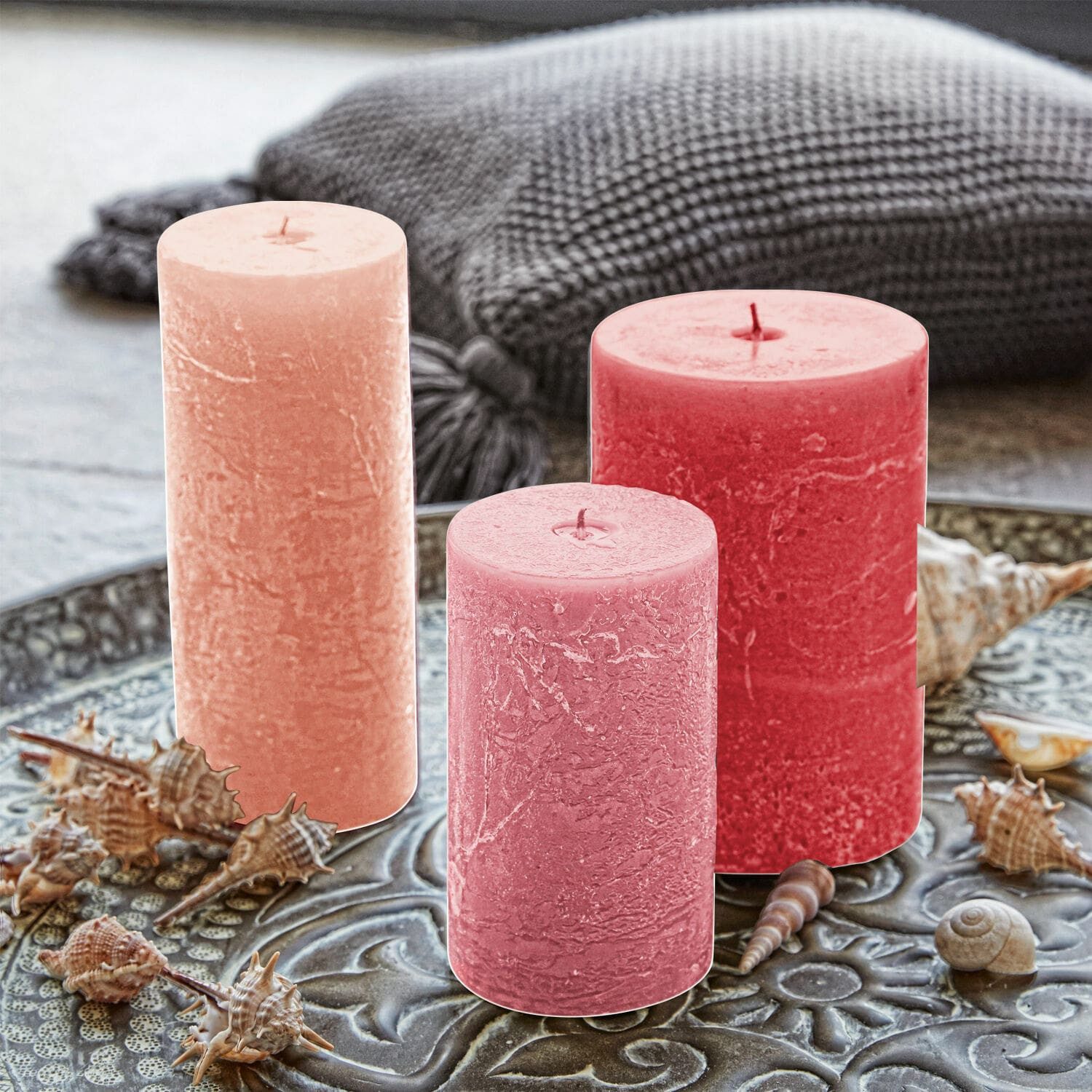Mirabeau Stumpenkerze Kerze 3er Set Pretin rosa (3er Set, 3er Set), none