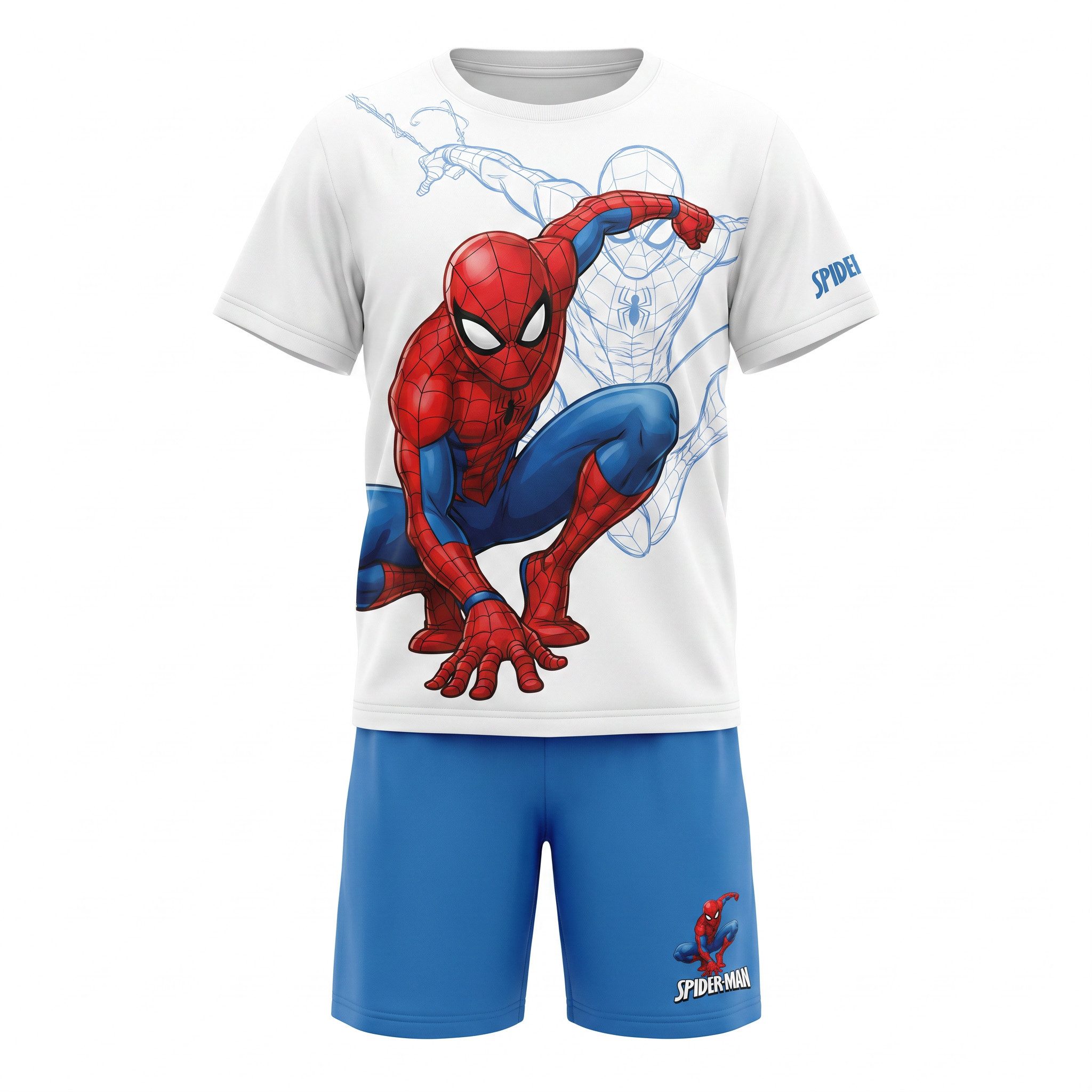 MARVEL Pyjama Marvel Spiderman Kinder Schlafanzug Pyjama Shirt Shorts 100% Baumwolle, Gr. 98 bis 128