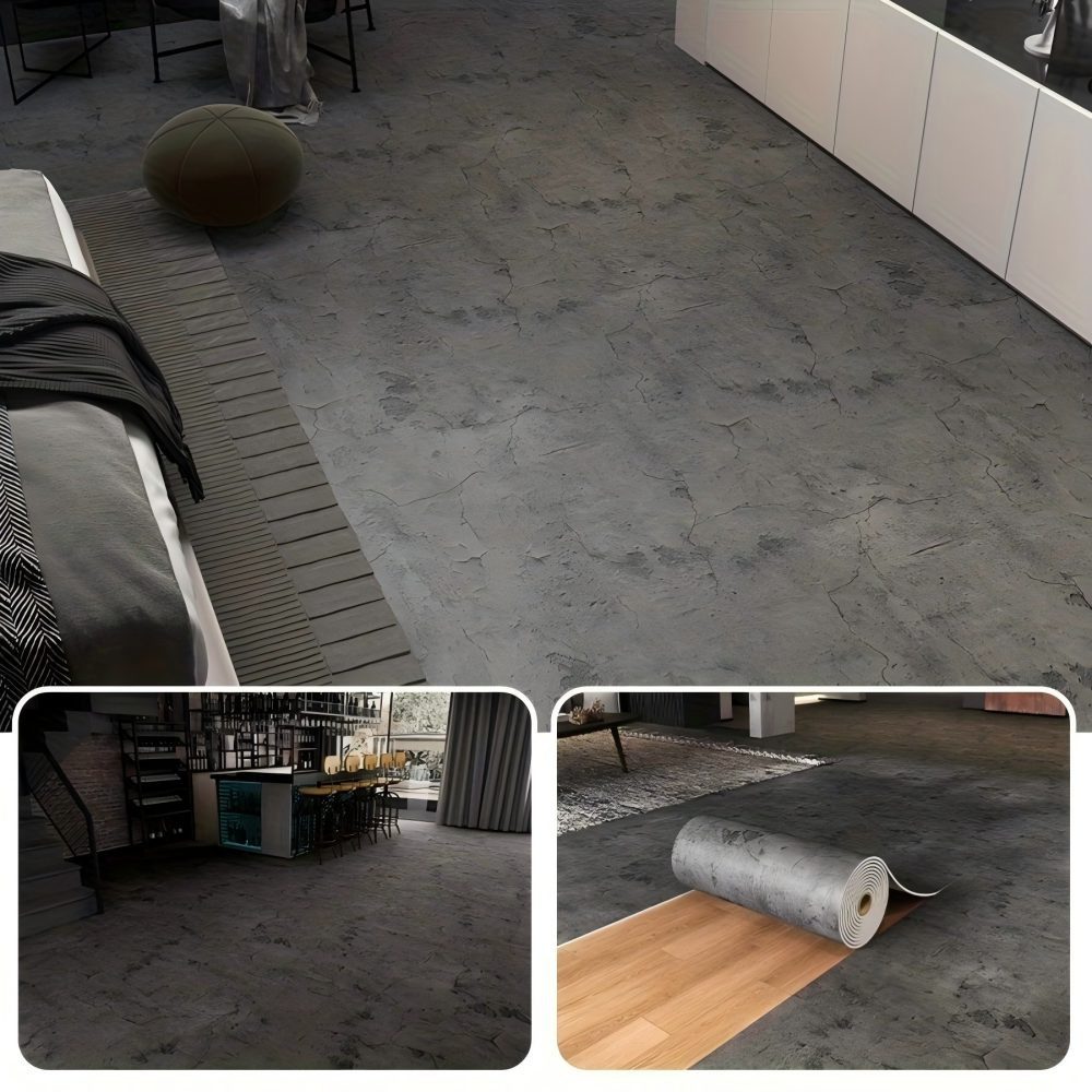 BlingBin Möbelfolie Selbstklebende abziehbare Folie mit Beton-Rissoptik in Grau 40×300 cm, (1 Stück, 1St.}, 40x300cm), Zement-Optik für Möbel, Küchenrückwände und Schränke