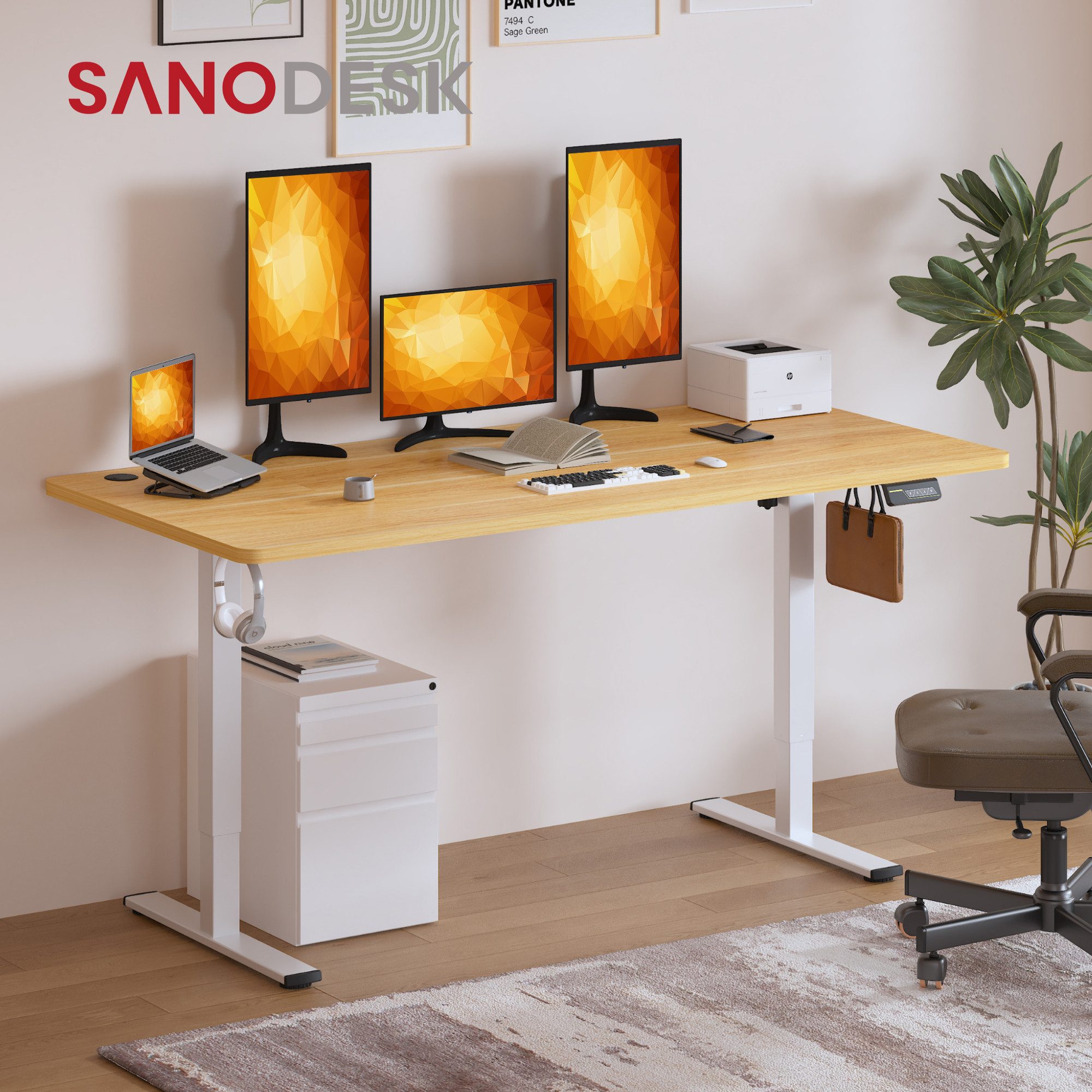 SANODESK Schreibtisch Elektrisch höhenverstellbarer Schreibtisch (2-Fach-Te günstig online kaufen