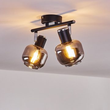 hofstein Deckenleuchte »Perito« Deckenlampe aus Metall/Glas in Schwarz/chrom/Rauchglas, ohne Leuchtmittel, mit verstellbaren Strahlern, 2xE14, im Retro-Design