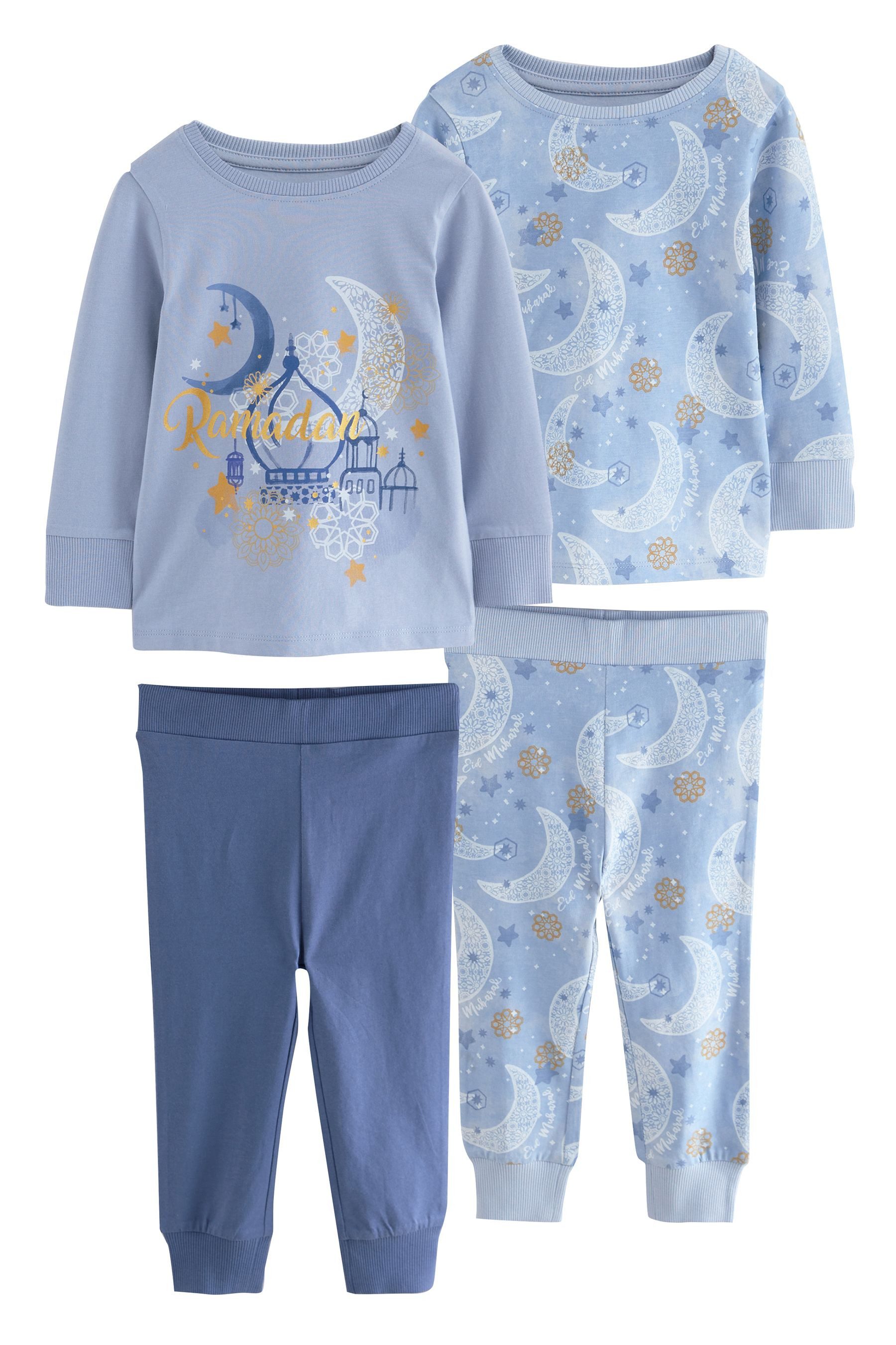 Pyjama Bequeme Schlafanzüge aus 100 % Baumwolle, 2er-Pack