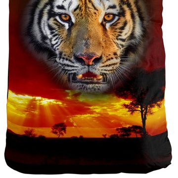 Kinderbettwäsche Tiger Mystic, ESPiCO, Renforcé, 2 teilig, Tiger, Afrika, Sonnenuntergang, Safari, Steppe, Savanne