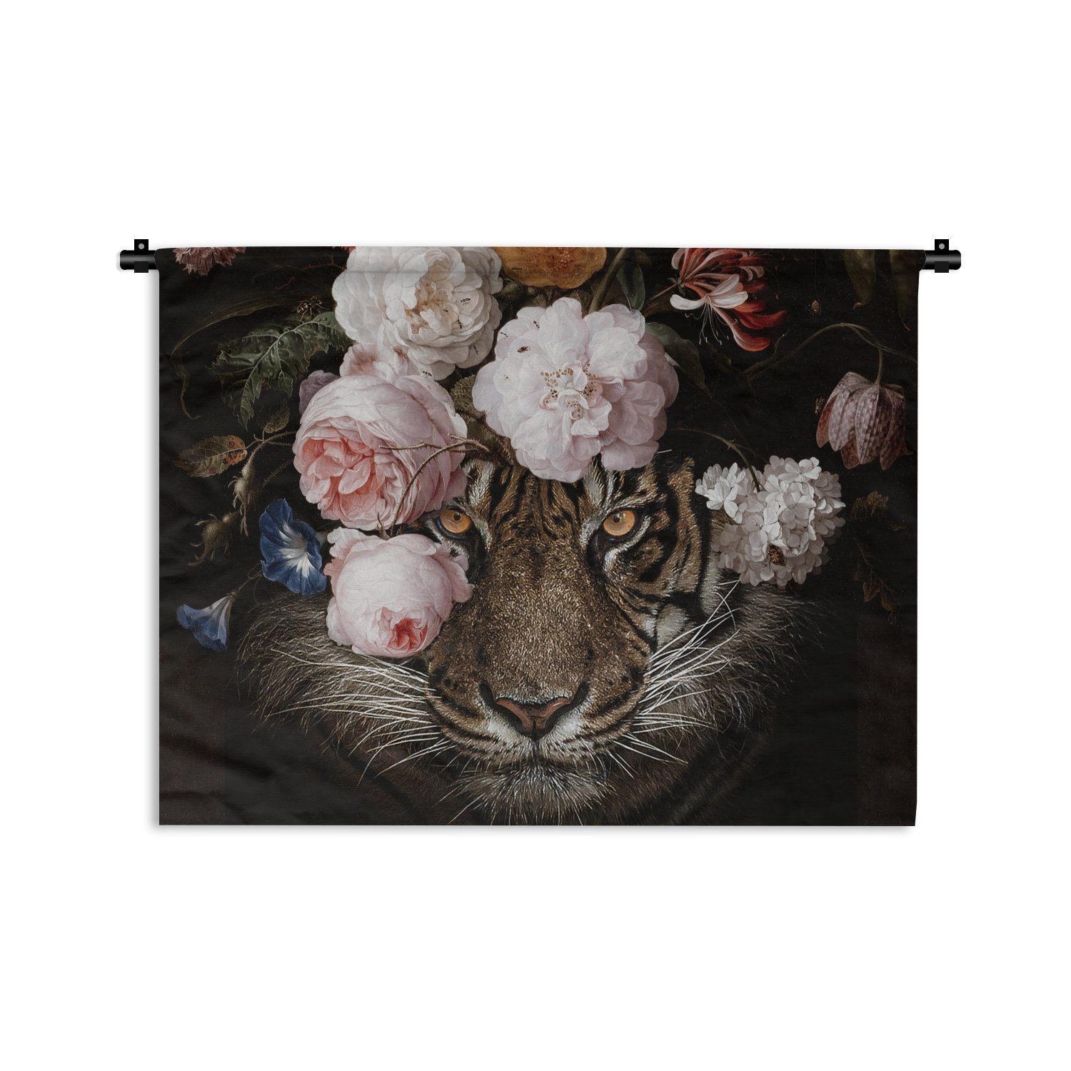 MuchoWow Wanddekoobjekt Blumen - Jan Davidsz de Heem - Tiger - Gemälde - Stillleben - Alte, Wanddeko für Wohnzimmer, Schlafzimmer, Kleid, Wandbehang, Kinderzimmer