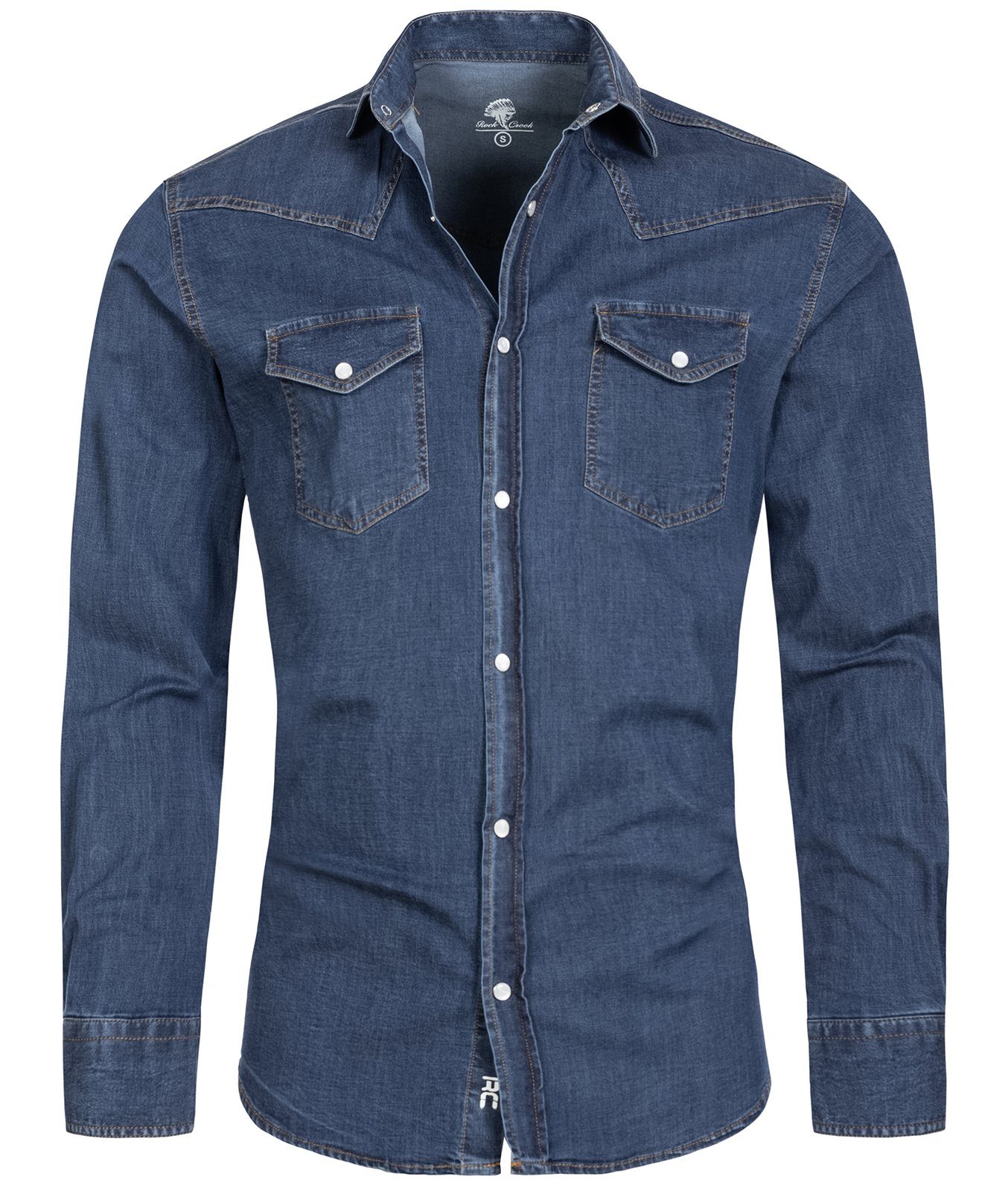 Rock Creek Jeanshemd Herren Jeanshemd Blau H-200