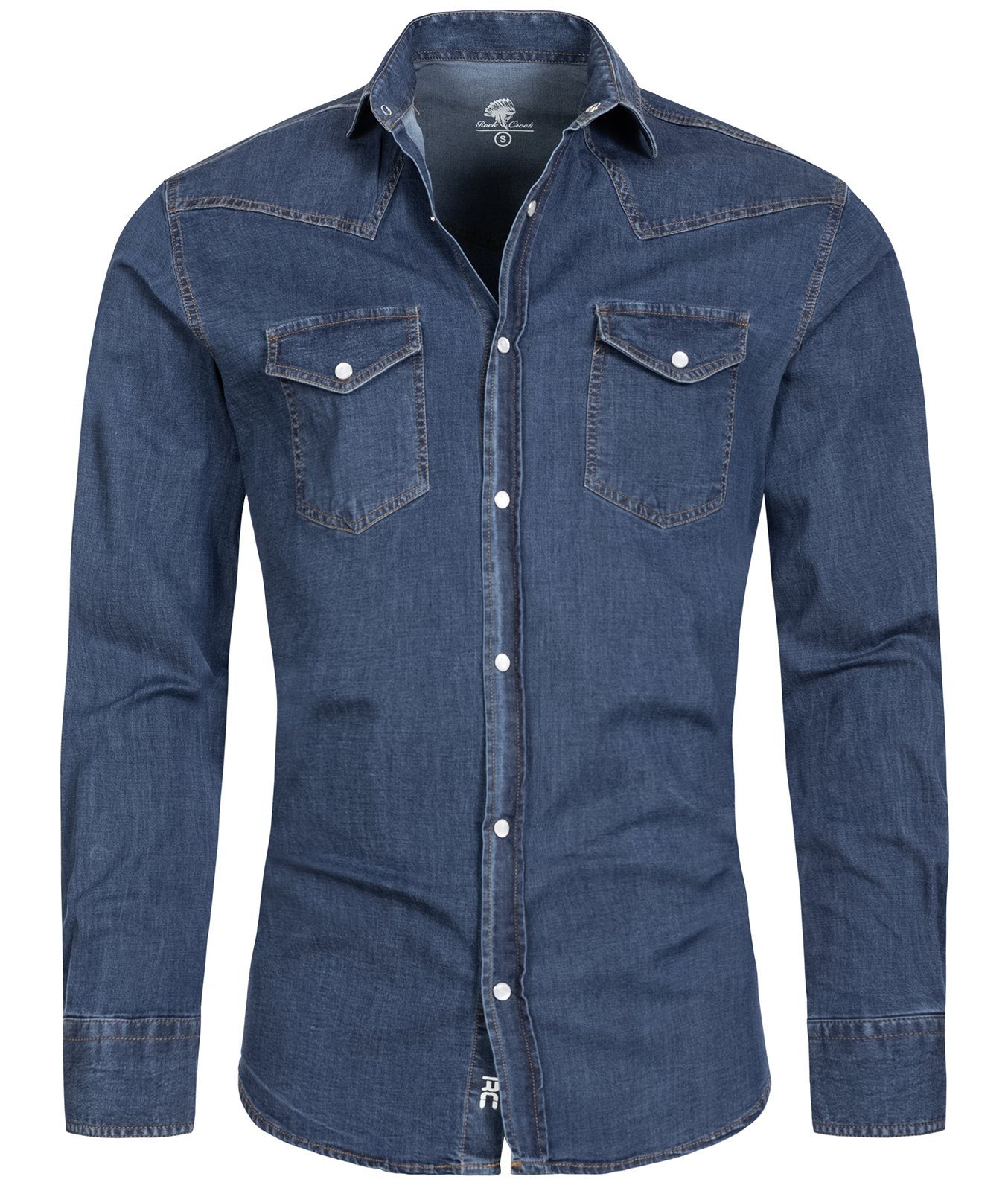 Rock Creek Jeanshemd Herren Jeanshemd Blau H-200 günstig online kaufen