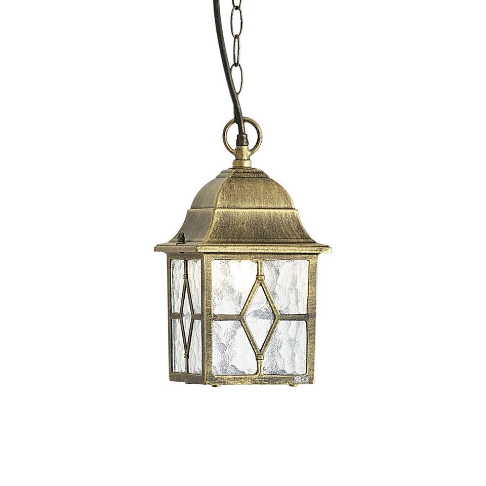 Qazqa Außen-Deckenleuchte London, ohne Leuchtmittel, Neutralweiß, QAZQA Außen Hän­ge­leuchte, e27, gold, Aluminium, classic-antique