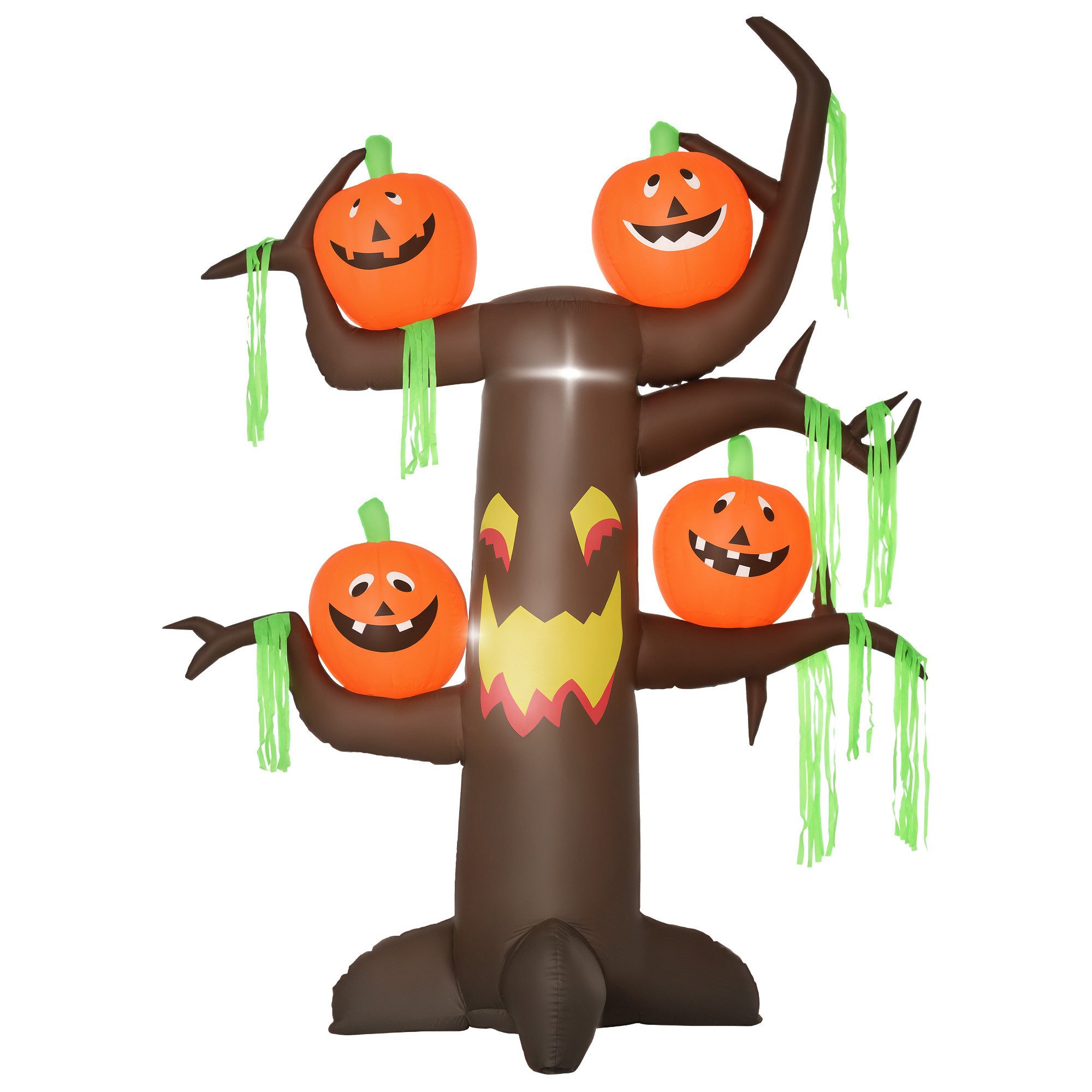 HOMCOM LED-Dekofigur Aufblasbarer Spukbaum Kürbis (Halloween-Deko, 1 St., Aufblasbarer Spukbaum), Polyester, 180 x 80 x 240cm