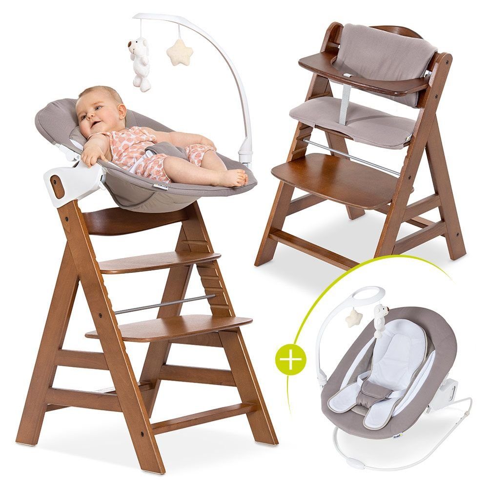 Hauck Hochstuhl »Alpha Plus Walnut Newborn Set Deluxe« (Set, 4 Stück), Baby  Holz Hochstuhl - Babystuhl ab Geburt mit Liegefunktion - inkl. Aufsatz für  Neugeborene und Sitzauflage - mitwachsend, höhenverstellbar online kaufen |  OTTO