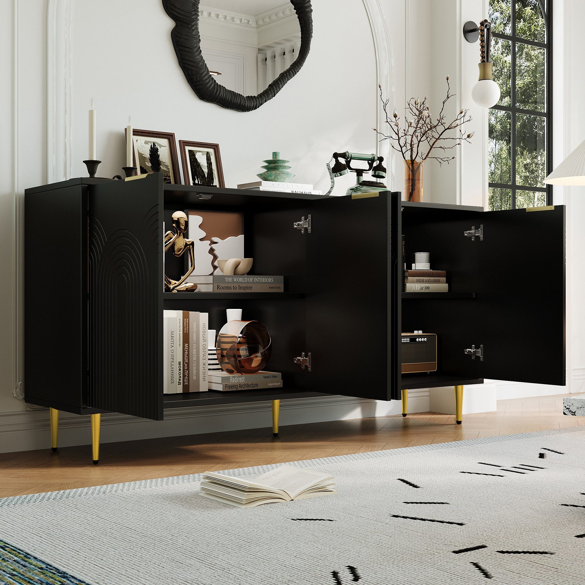 Flieks Sideboard mit 4 Türen, goldenen günstig online kaufen