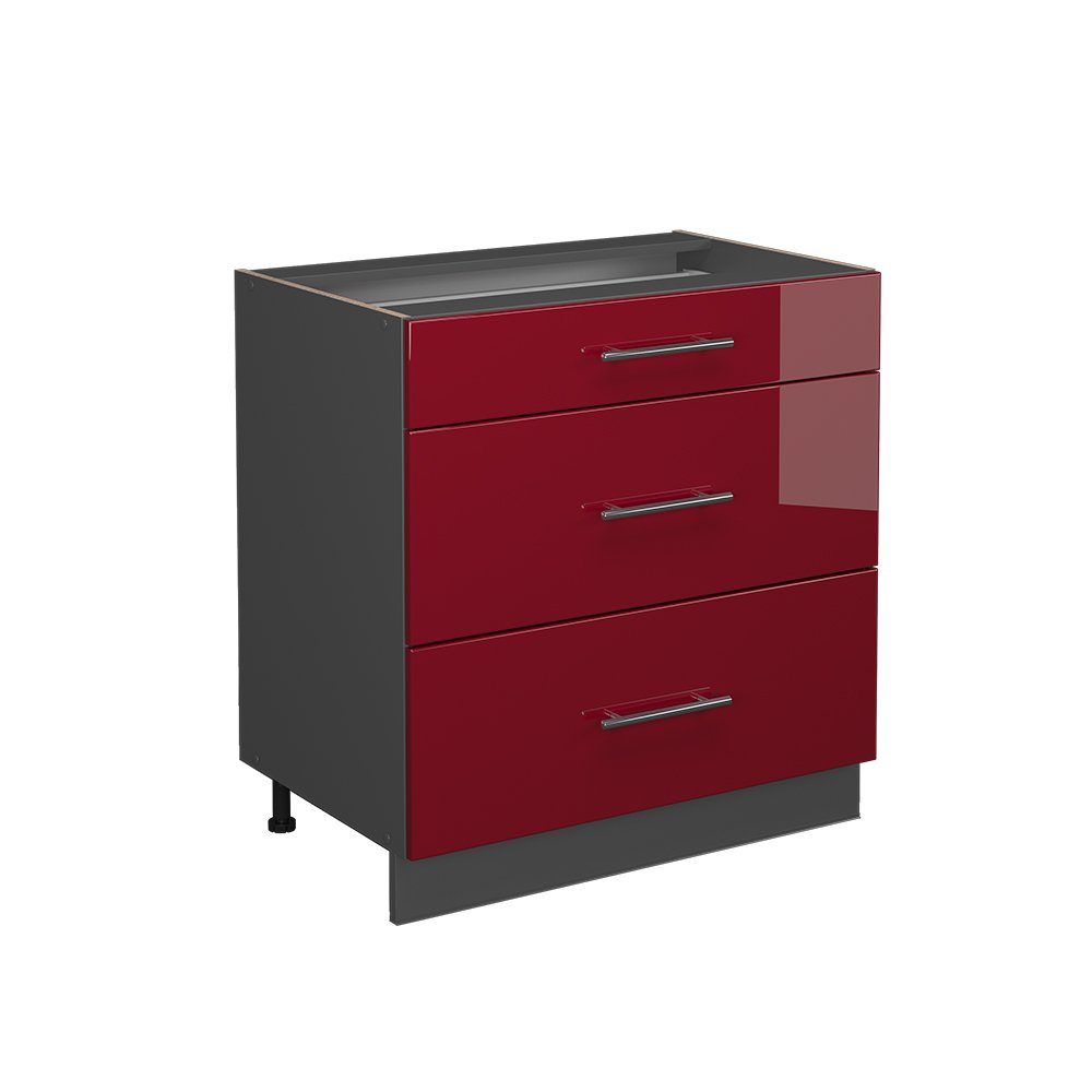 Vicco Unterschrank Fame-Line Bordeaux Hochglanz/Anthrazit, 80cm ohne Arbeitsplatte (1-St)