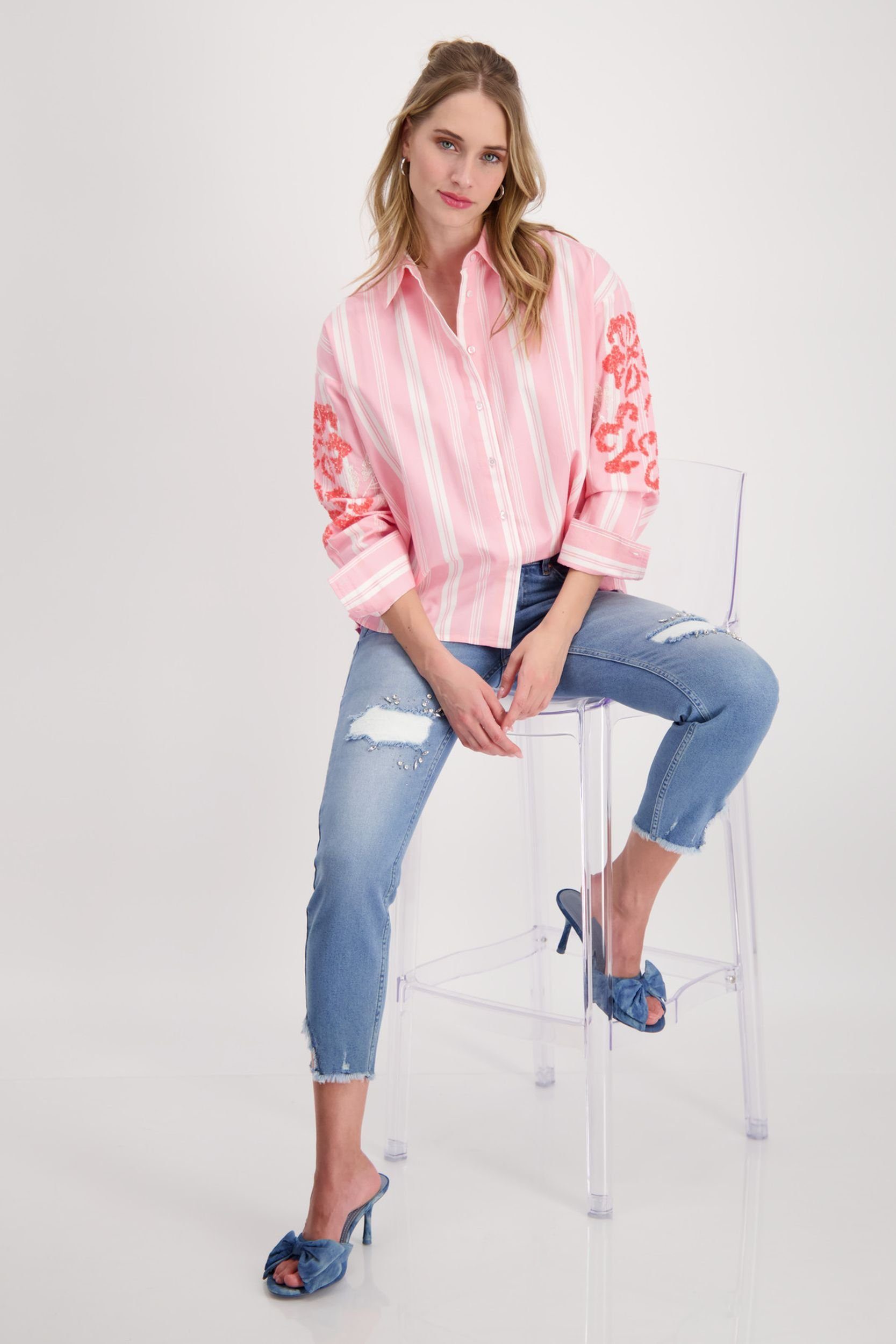 Monari Druckbluse Bluse, pink smoothie gemustert