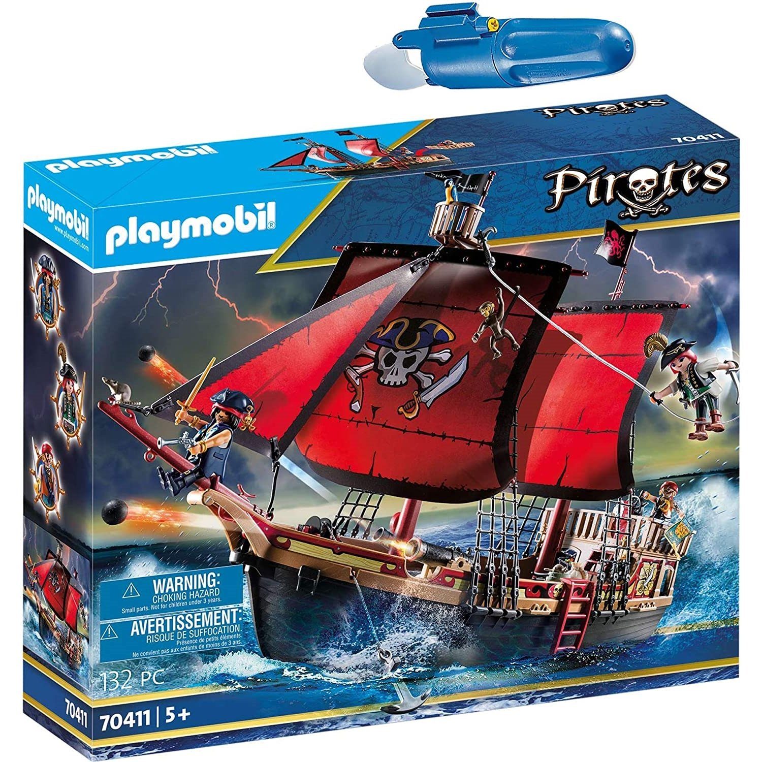 Playmobil® Spielbausteine 70411 5159 Pirates 2er Set Kampfschiff +  Unterwassermotor