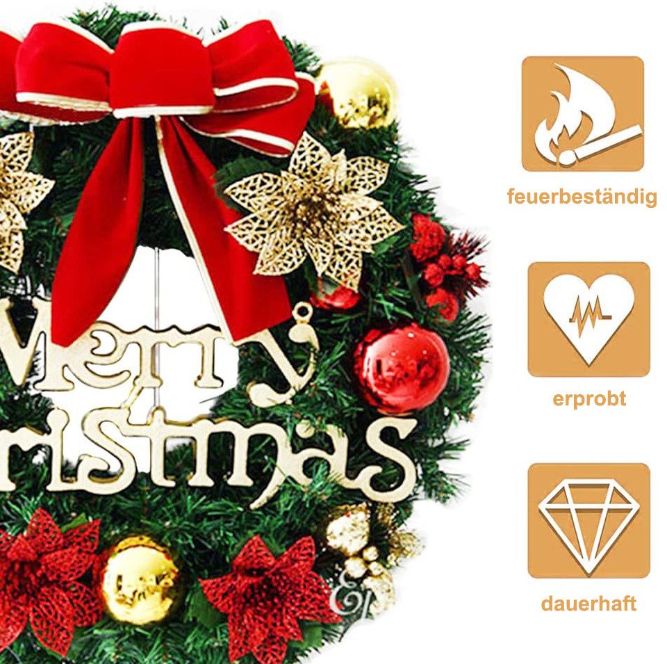 Kunstkranz Künstlicher Weihnachtskranz – Dekorativer Türkranz zum Aufhängen, Bomiclss, für Zuhause & Winterdekoration – Bild 2 von 5