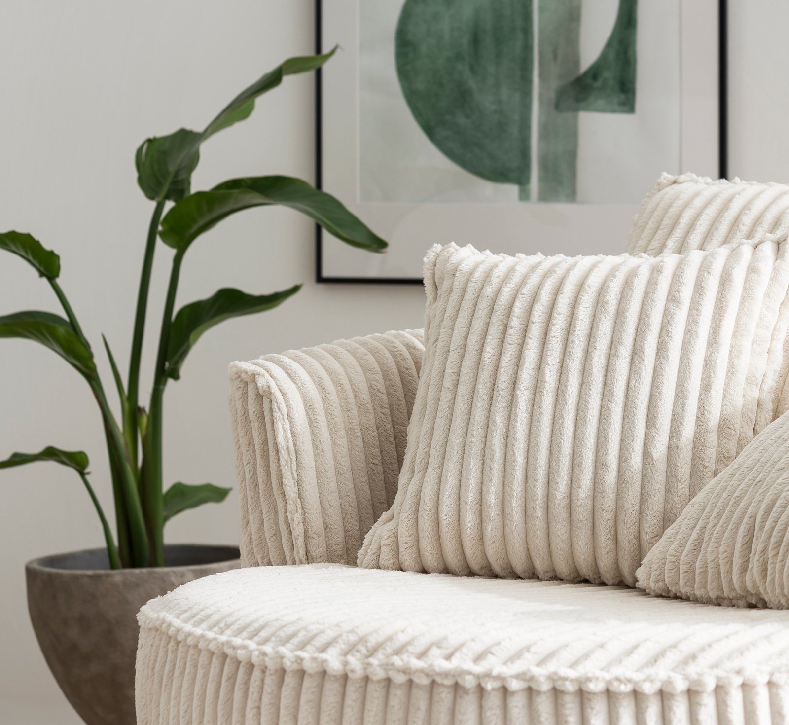 Furn.Design XXL-Sessel Bonell (Love drehbar, in 120 Federkern Wollweiß, Comfy Seat x 120 cm), Cord