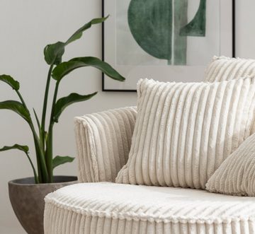 Furn.Design Loveseat Comfy (Love Seat in Cord Wollweiß, 120 x 120 cm), drehbar, Bonell Federkern