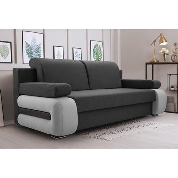 MOEBLO Schlafsofa LEVIN, Modernes Sofa Kippsofa Klappsofa Bettfunktion Couchgarnitur Couch Sofagarnitur 3er, mit Schlaffunktion und Bettkasten, - (BxHxT): 205x80x98 cm