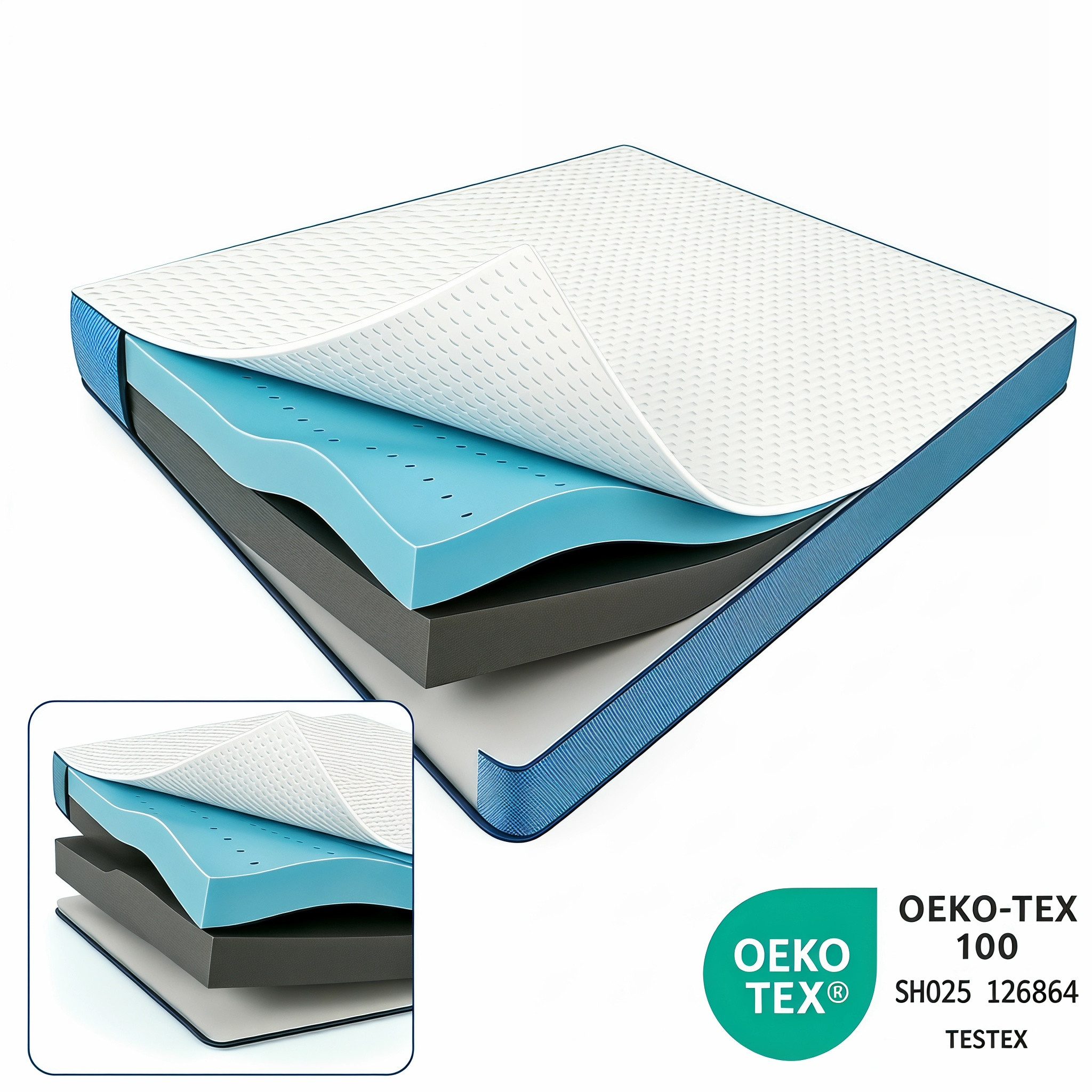 Totnz, Topper Gel Memory Foam Matratzentopper 90X200/120X200/140X200/160X200/180X200, 7.5 cm hoch, (waschbarer Bezug, OEKO‑TEX®-zertifiziert, atmungsaktiv & kühlend, rutschfest mit Gurten), für alle Matratzengrößen