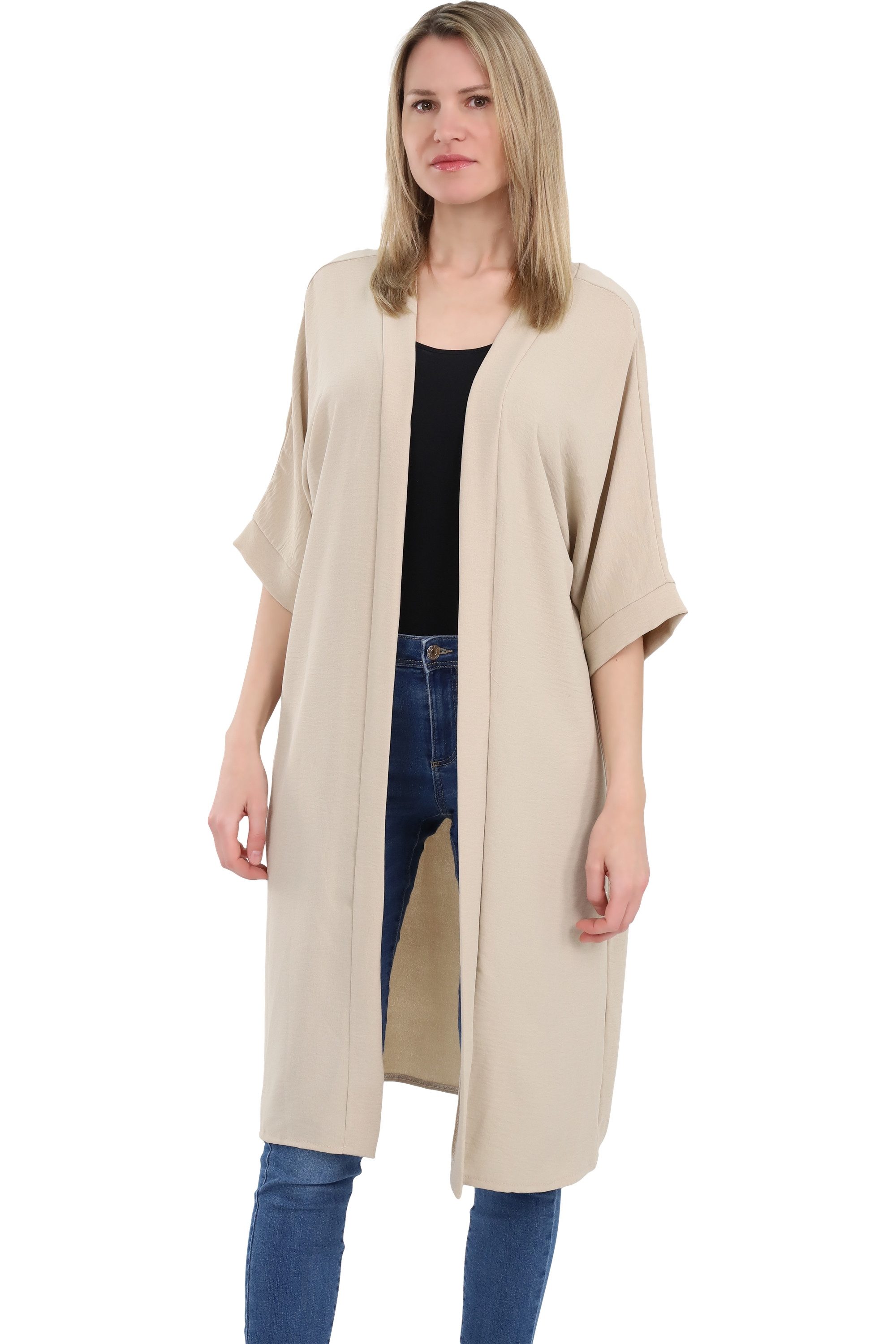 malito more than fashion Cardigan malito Damen Kimono 2342 Kimono Sommer Strand Cover up mit extraweiten Ärmeln Einheitsgröße