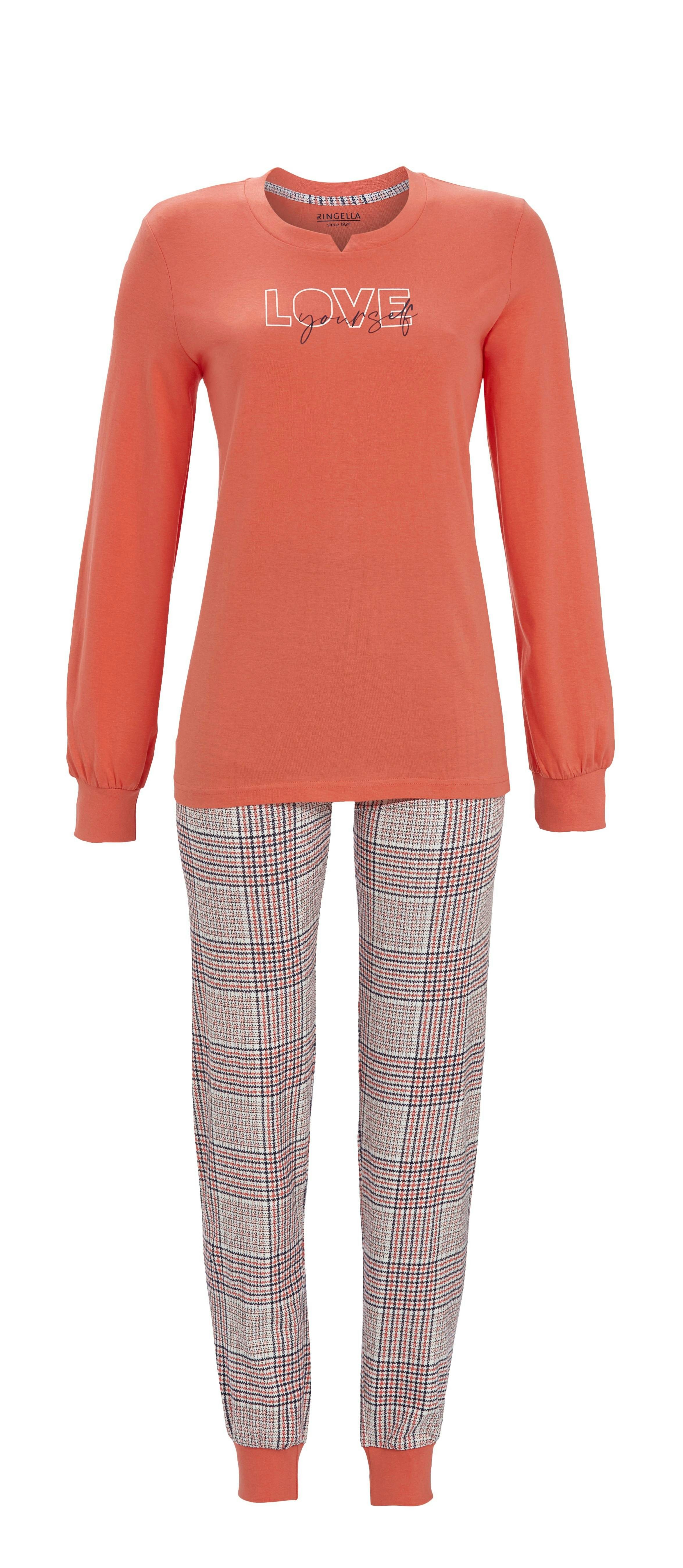 Ringella Pyjama - Schlafanzug mit Strickbündchen und karierter Hose günstig online kaufen