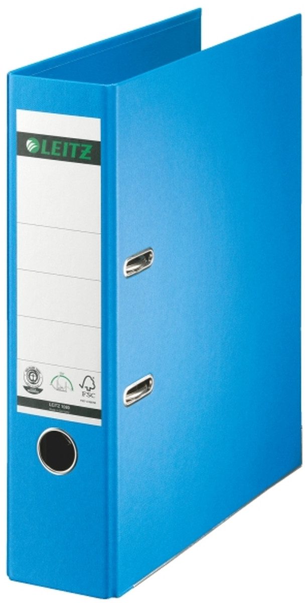 LEITZ Aktenordner Ordner Pappe A4 180 Grad 80mm hellblau (10 Stück)