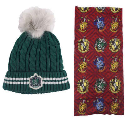 Harry Potter Bommelmütze Harry Potter Gryffindor Slytherin Mädchen Winter Set Mütze plus Snood Gr. 54 bis 56