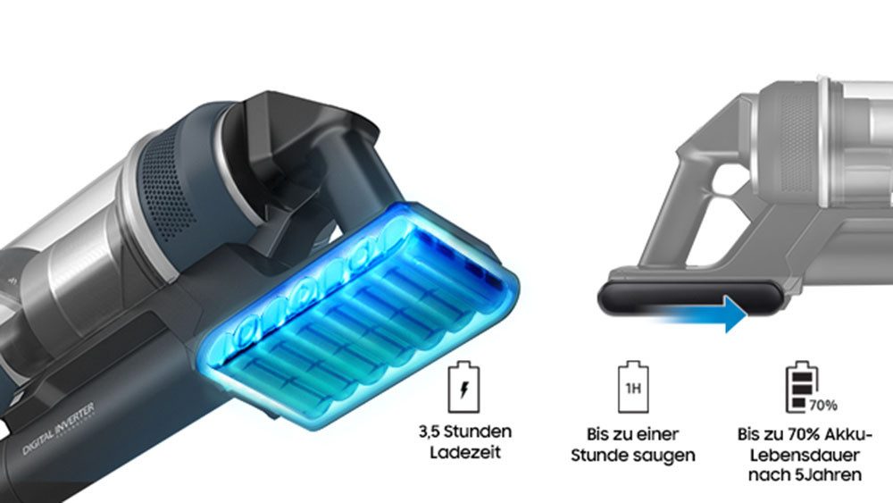 Samsung Akku-Handstaubsauger VS20B75BDR5/WD, Jet 75E Wet&Clean, 550 W, beutellos, 550 W, beutellos, Ersatzakku separat erhältlich