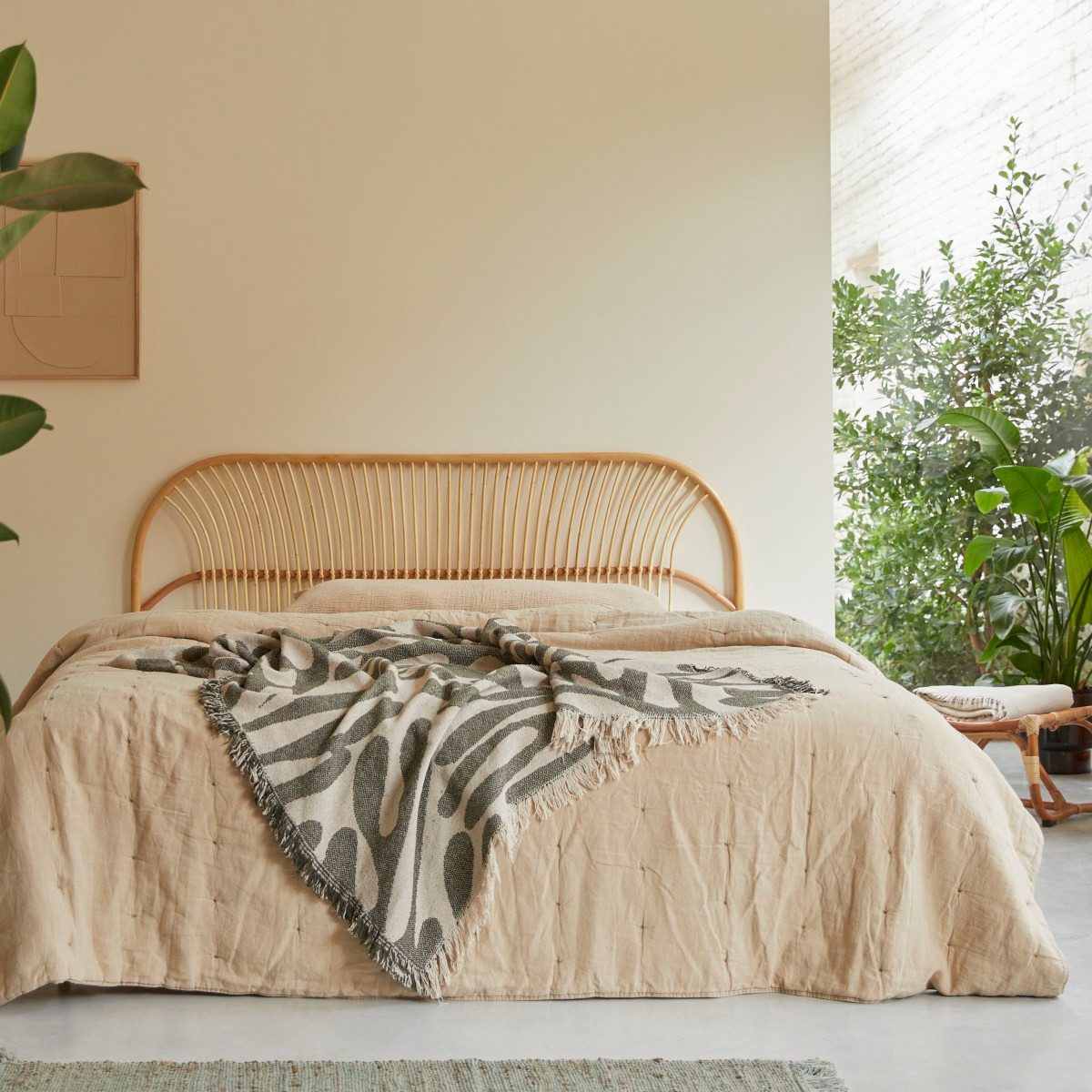 Tikamoon Massivholzbett Bett-Kopfteil aus Rattanstäben 180 Colette (1-tlg) günstig online kaufen