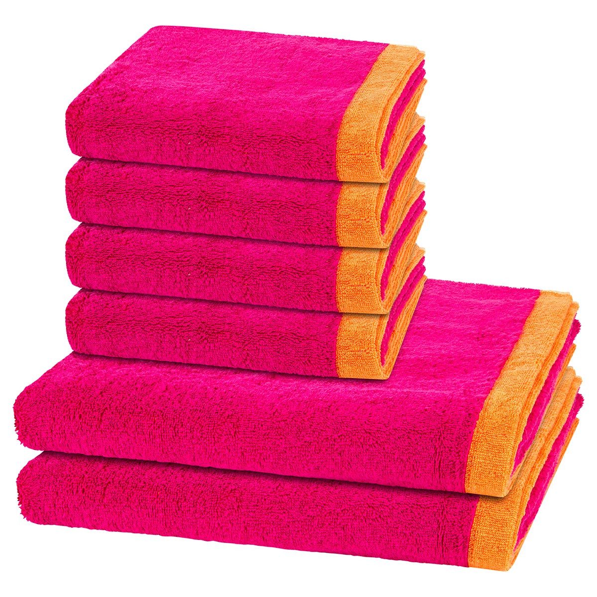 Cawö Handtuch Set Lifestyle Splash, Walkfrottee (Spar-Set, 6-St), 4 X Handtuch 2 X Duschtuch im Set - Baumwolle - Saugstark