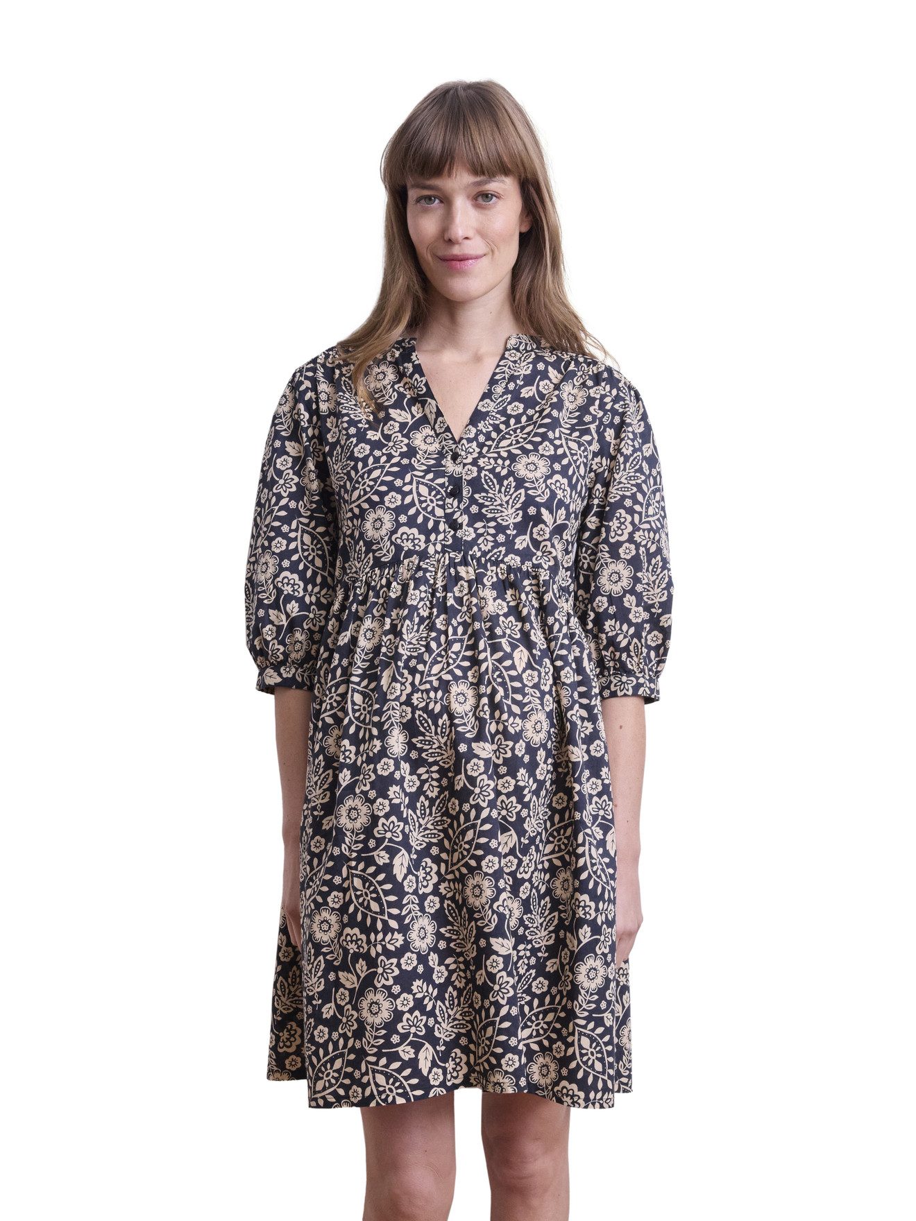 vertbaudet Umstandskleid Kurzes Kleid für Schwangerschaft & Stillzeit Rundhalsausschnitt, Blumenmuster