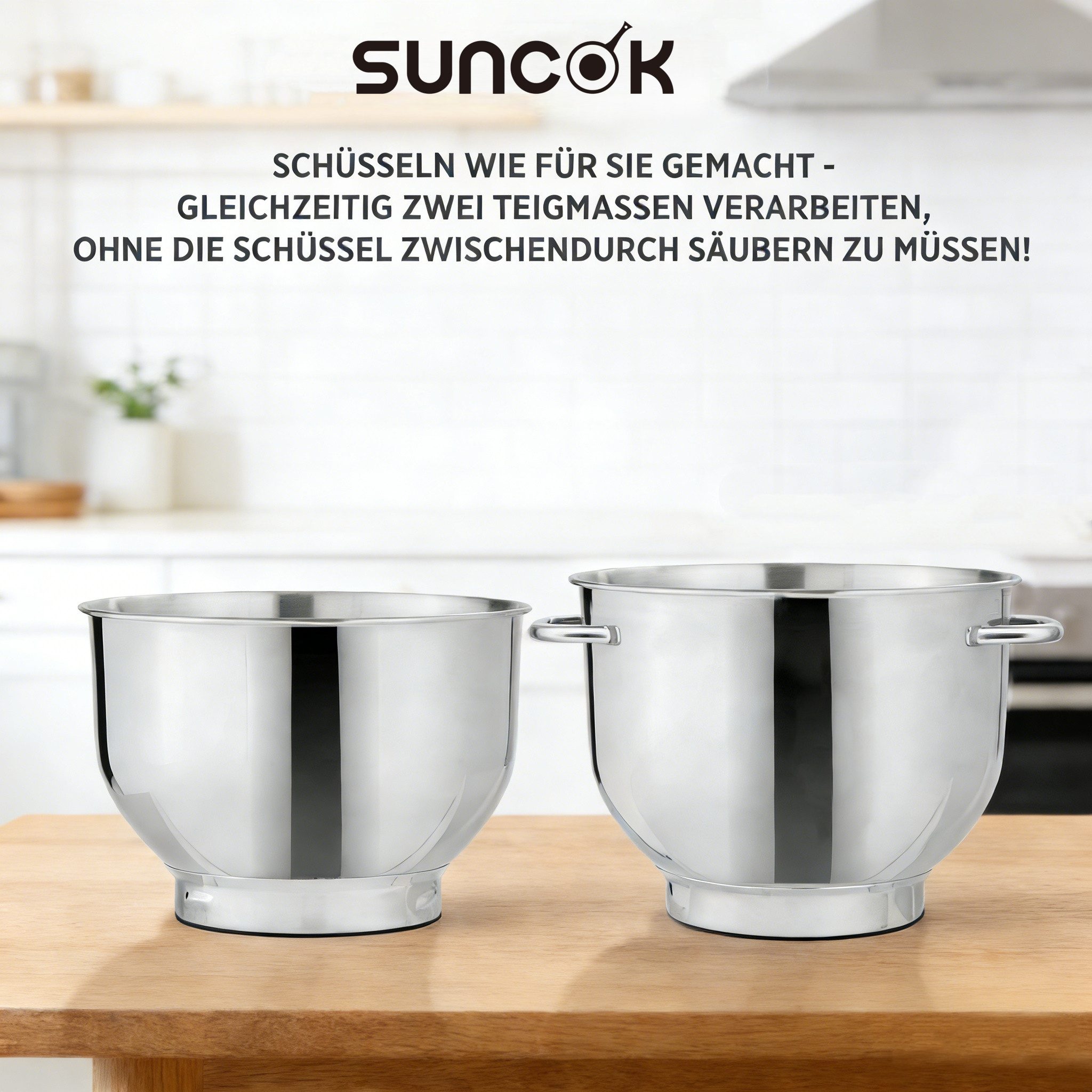 SUNCOK Küchenmaschine Multifunktionale Knetmaschine, 12-Geschwindigkeit, 59 Dezibel. geeignet zum Backen und Kneten von Teig, 1500 W, Elektrische Küchenmaschine,mit 2 Edelstahl-Rührschüsseln 4,5 und 5,5l
