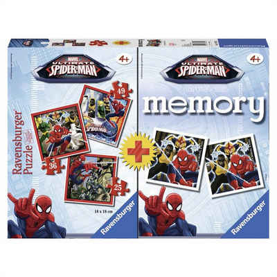 Spiderman Puzzle »Puzzle und Memory Box Marvel Spiderman Ravensburger Kinder Spielesammlung«, 49 Puzzleteile