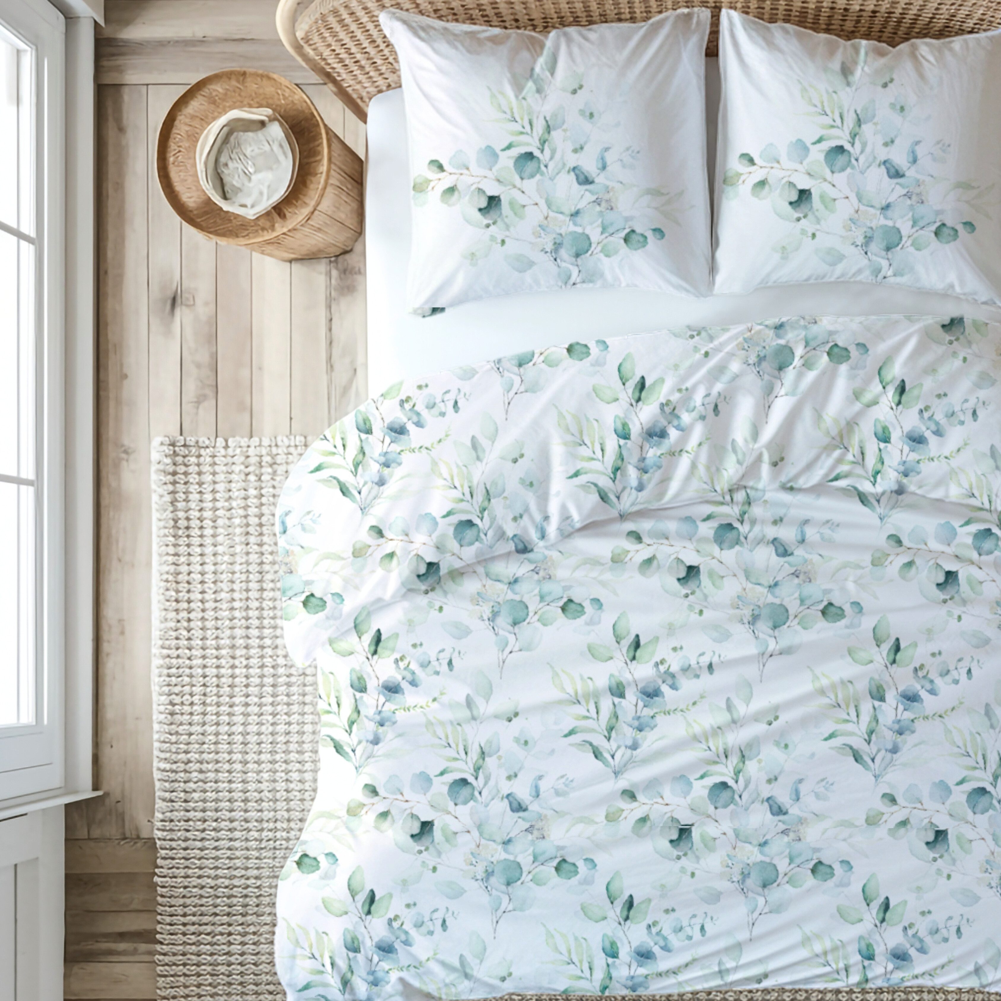 MTOnlinehandel Bettwäsche Eukalyptus, Blumen, Blätter, Zweige 100 % Baumwol günstig online kaufen