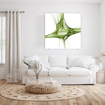 Primedeco Glasbild Wandbild Quadratisch Grüner Klecks mit Aufhängung, Abstrakt