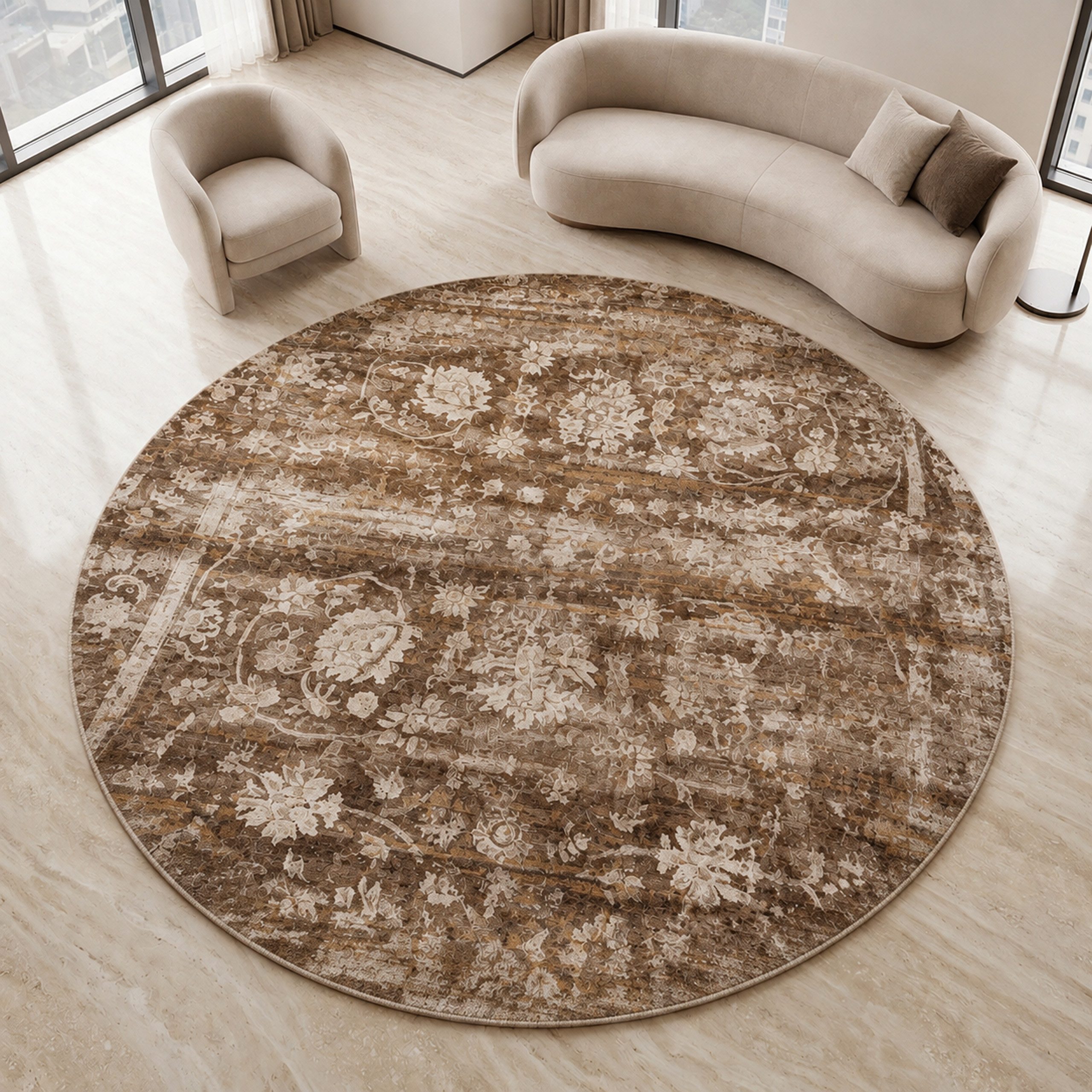 Carpetia Teppich Modern Design, rund, Höhe: 5 mm, pflegeleicht, weich, für Fußbodenheizung geeignet
