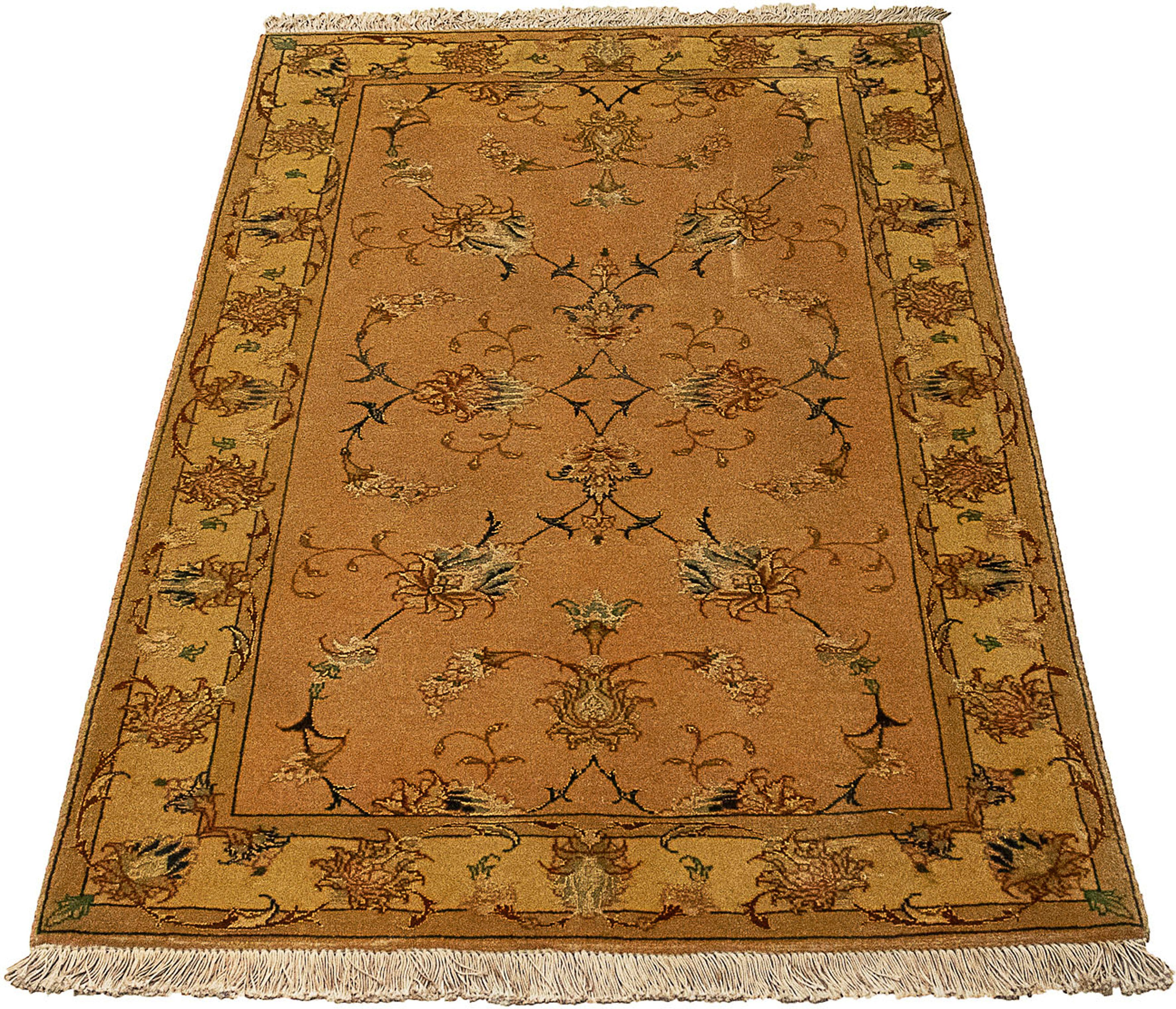 Orientteppich Perser - Täbriz - Royal - 112 x 72 cm - braun, morgenland, rechteckig, Höhe: 7 mm, Wohnzimmer, Handgeknüpft, Einzelstück mit Zertifikat