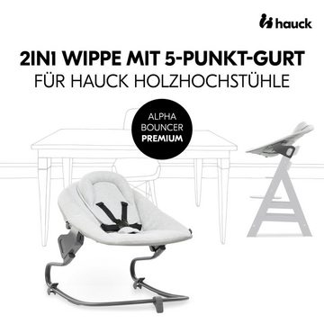 Hauck Hochstuhl Alpha Plus Select Charcoal - Newborn Set, Holz Babystuhl ab Geburt inkl. Aufsatz für Neugeborene & Sitzauflage