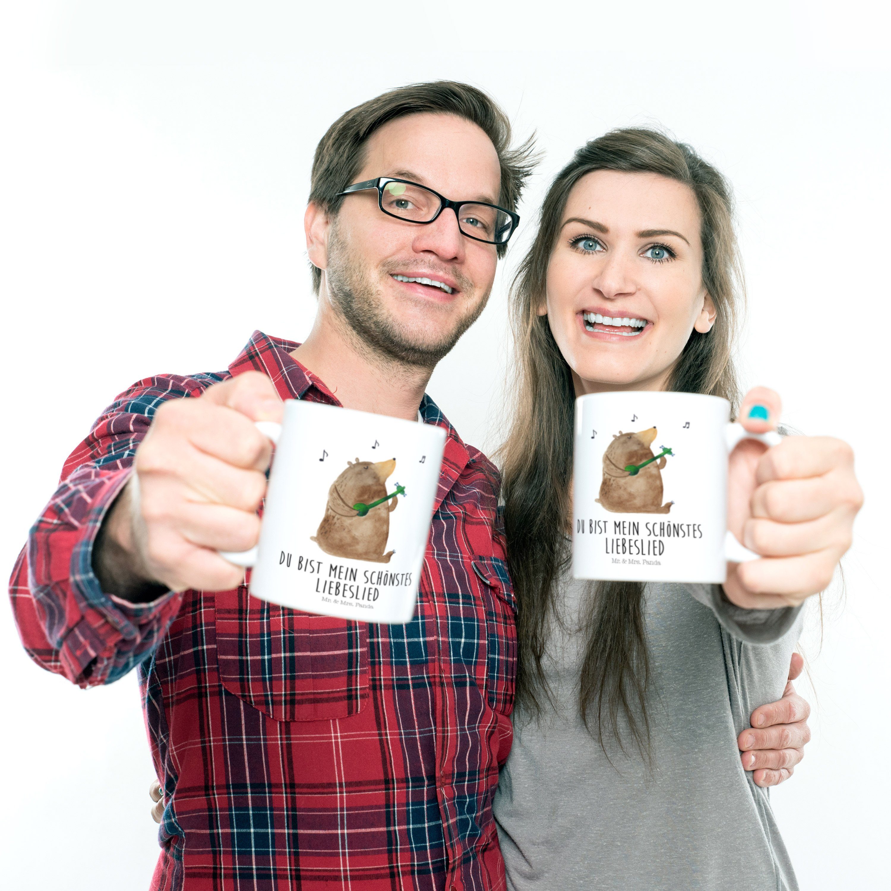 Mr. & Mrs. Panda - Kinderbecher Kunststoff Kunststoff Weiß Geschenk, Tasse, Bärche, Lied Bär - Freundin, Tasse