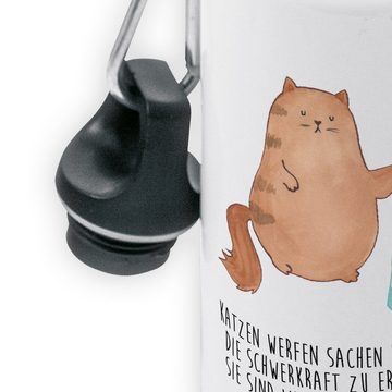 Mr. & Mrs. Panda Trinkflasche Katze Wasserglas - Weiß - Geschenk, Mädchen, Miau, lustig, Katzenmoti, Leicht zu öffnen